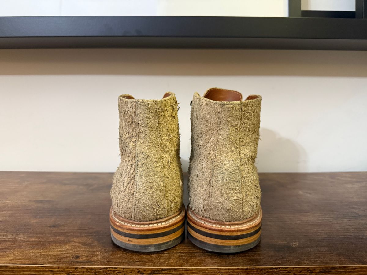 Photo by Shabazkilla on March 8, 2025 of the Grant Stone Edward Boot in C.F. Stead Milkshake Rough Suede.