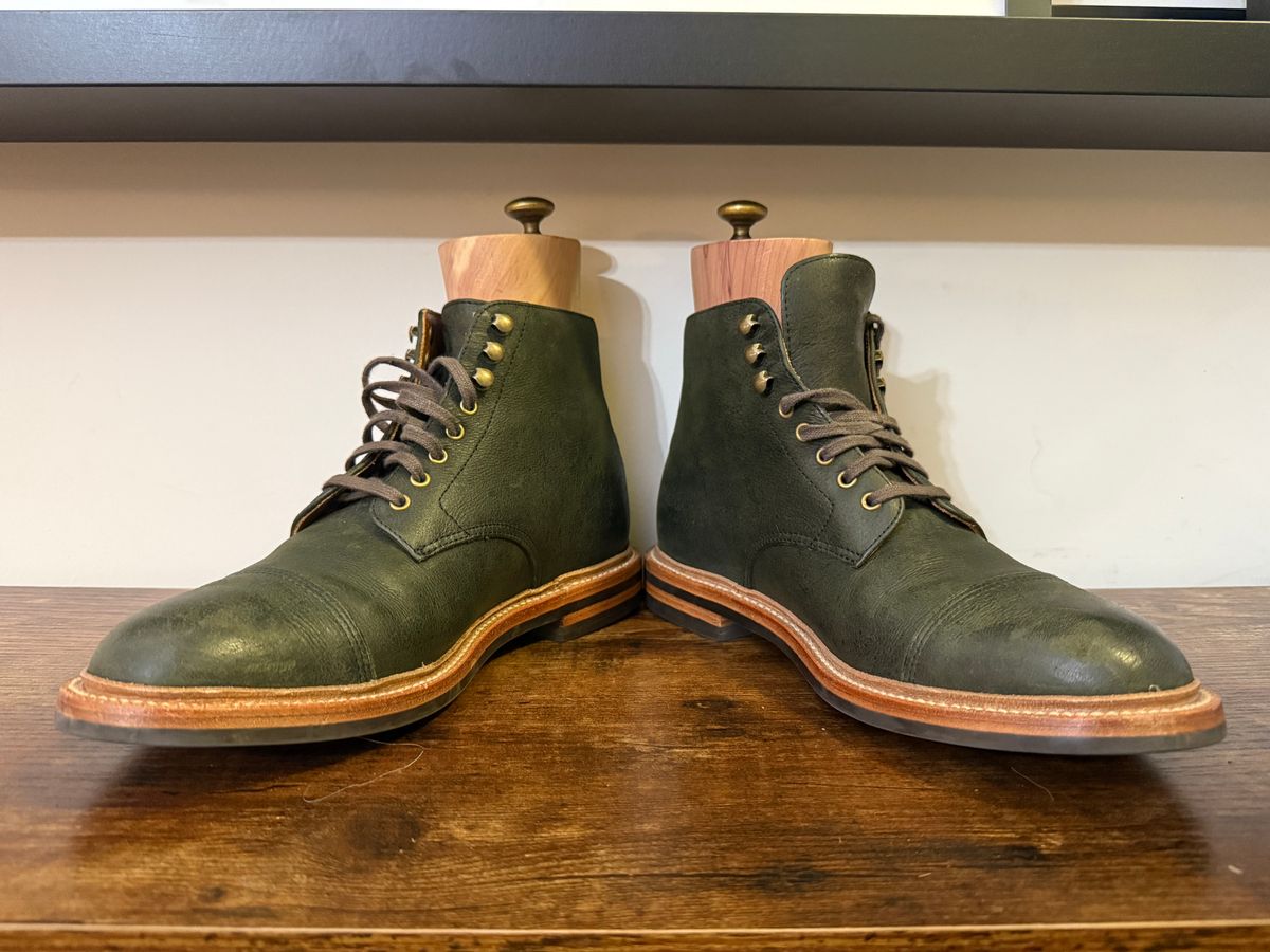 Photo by Shabazkilla on March 8, 2025 of the Grant Stone Cap Toe Boot in C.F. Stead Forest Kudu.