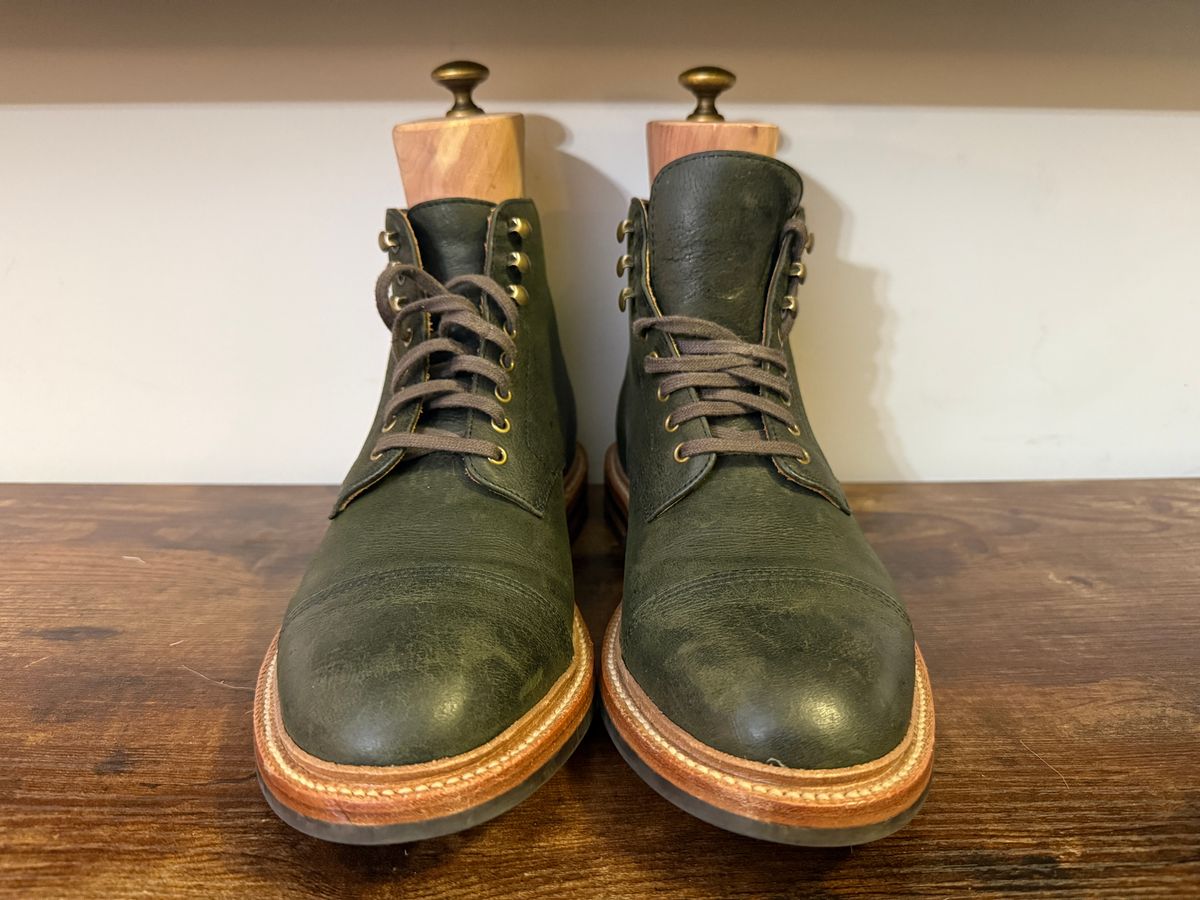 Photo by Shabazkilla on March 8, 2025 of the Grant Stone Cap Toe Boot in C.F. Stead Forest Kudu.