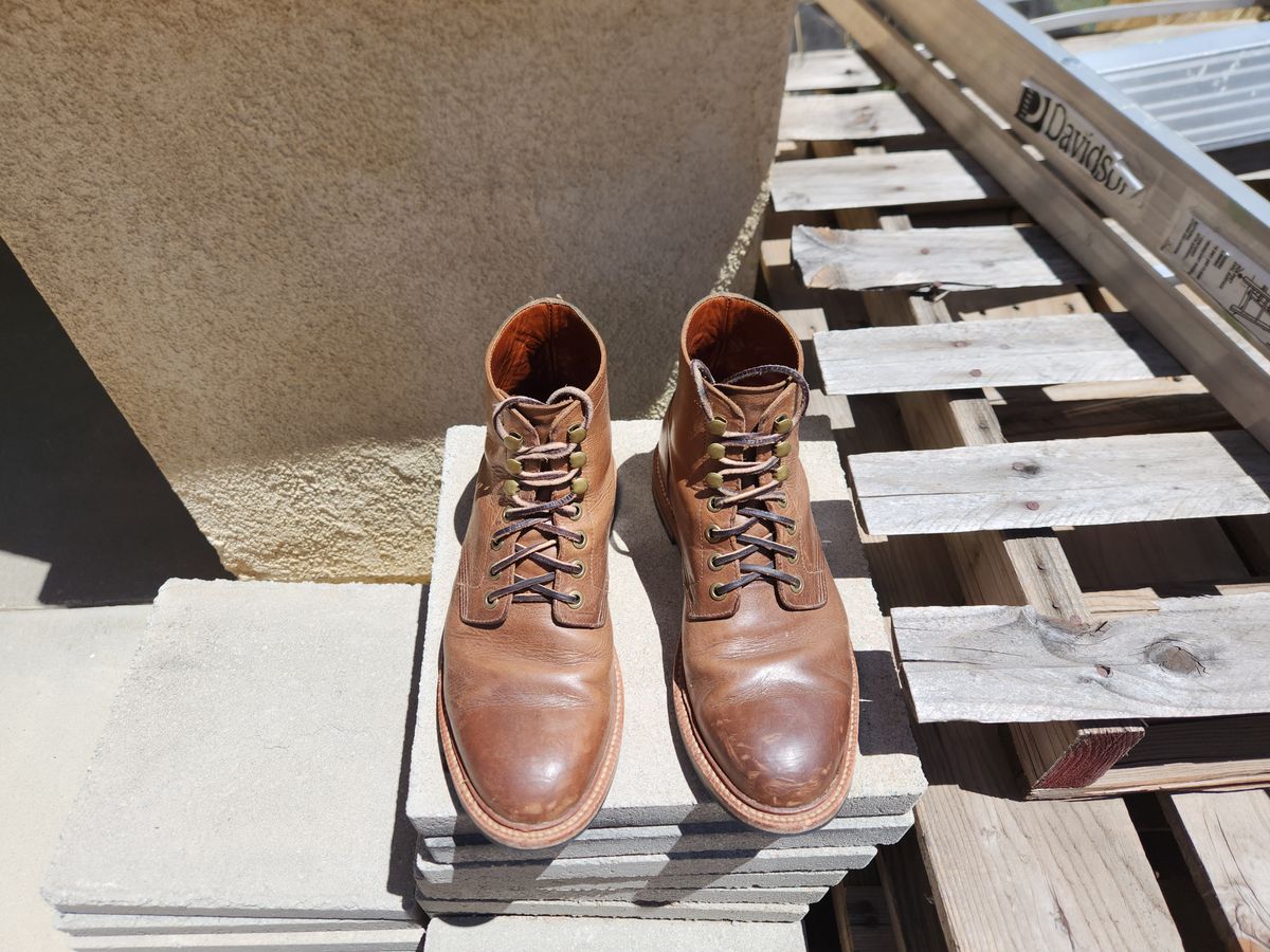 Photo by Chris2Fur on May 20, 2026 of the Grant Stone Diesel Boot in Horween Dune Chromexcel.