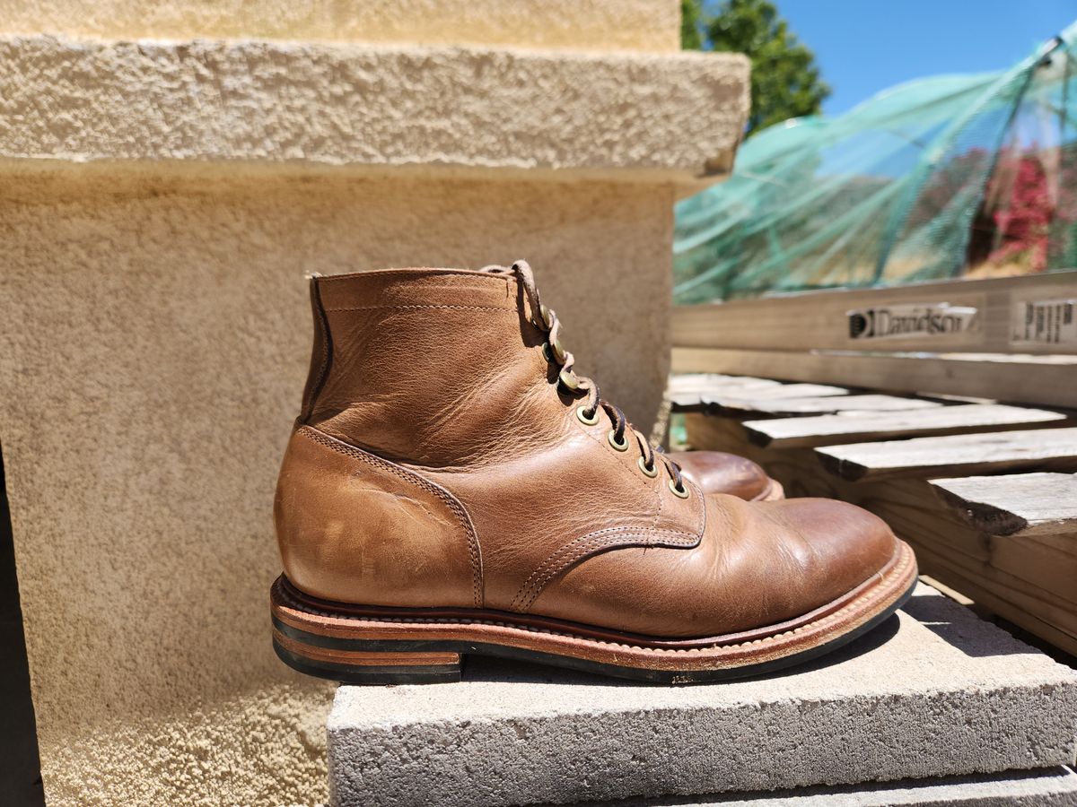 Photo by Chris2Fur on May 20, 2026 of the Grant Stone Diesel Boot in Horween Dune Chromexcel.