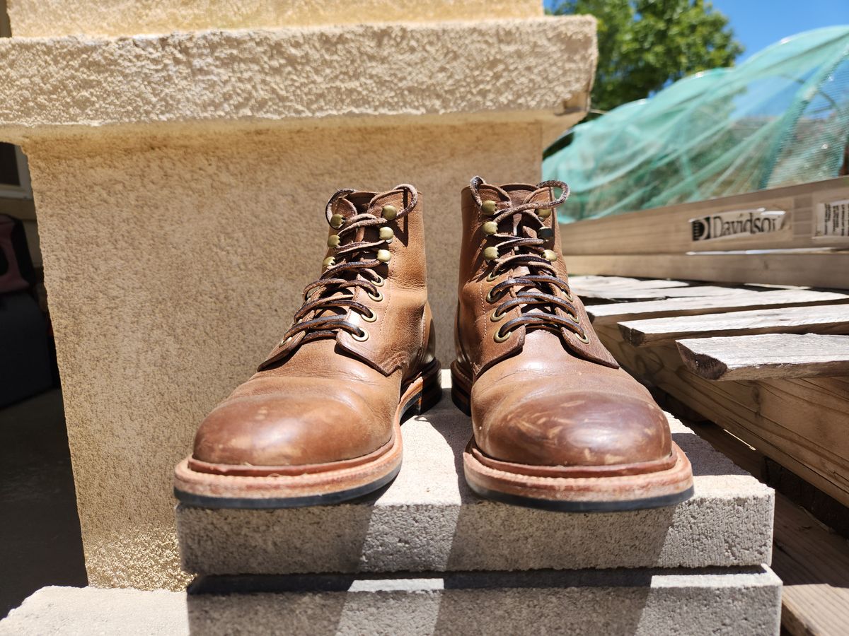 Photo by Chris2Fur on May 20, 2026 of the Grant Stone Diesel Boot in Horween Dune Chromexcel.