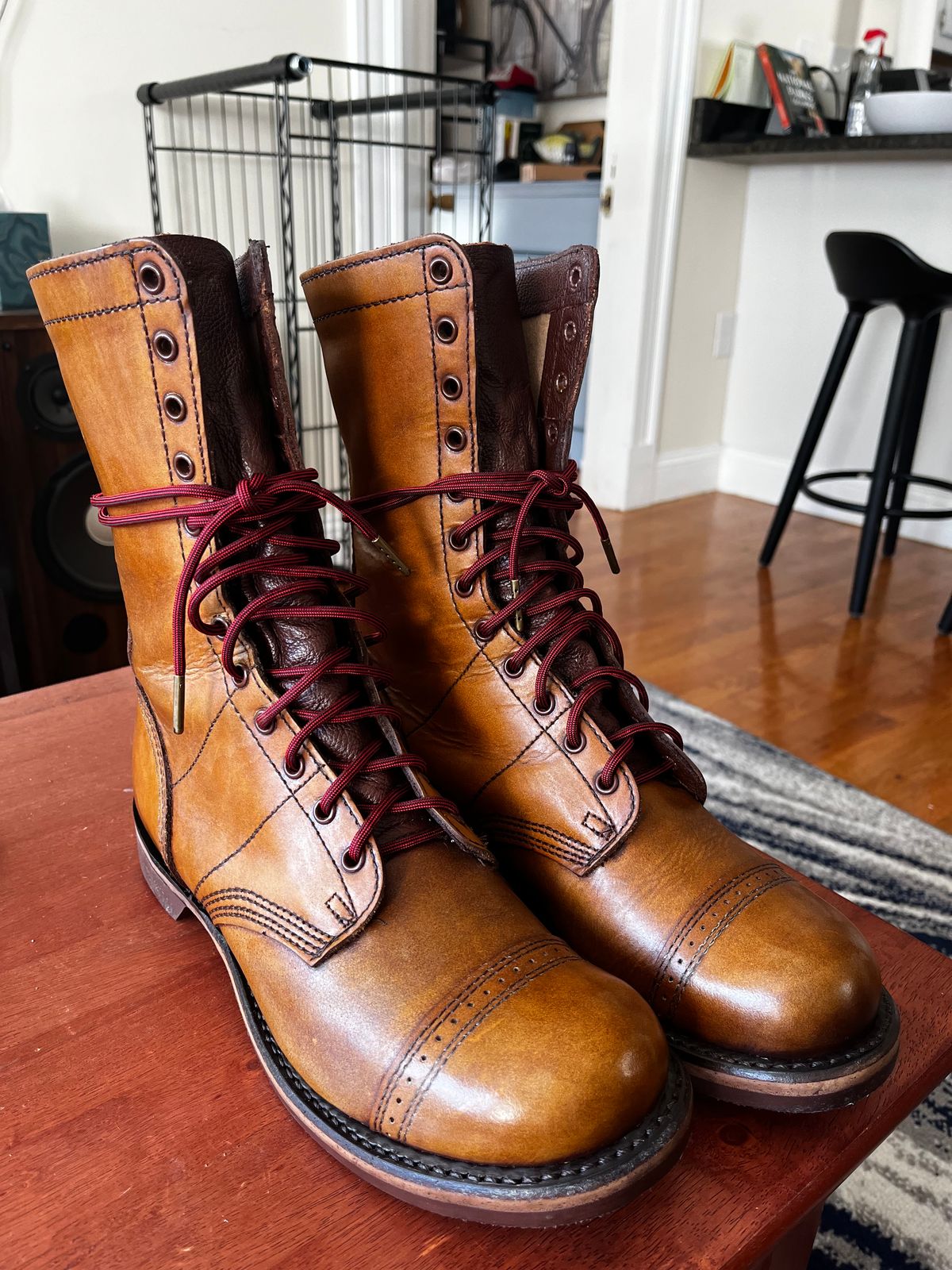 Photo by Hlmazur on August 29, 2024 of the Corcoran Jump Boot in Hand Dyed Light Tan.