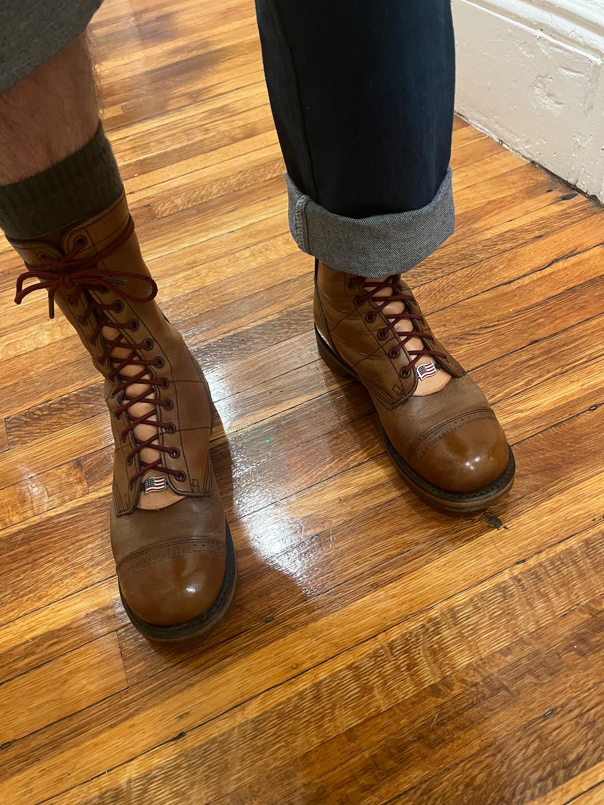 Photo by Hlmazur on October 2, 2024 of the Corcoran Jump Boot in Hand Dyed Light Tan.