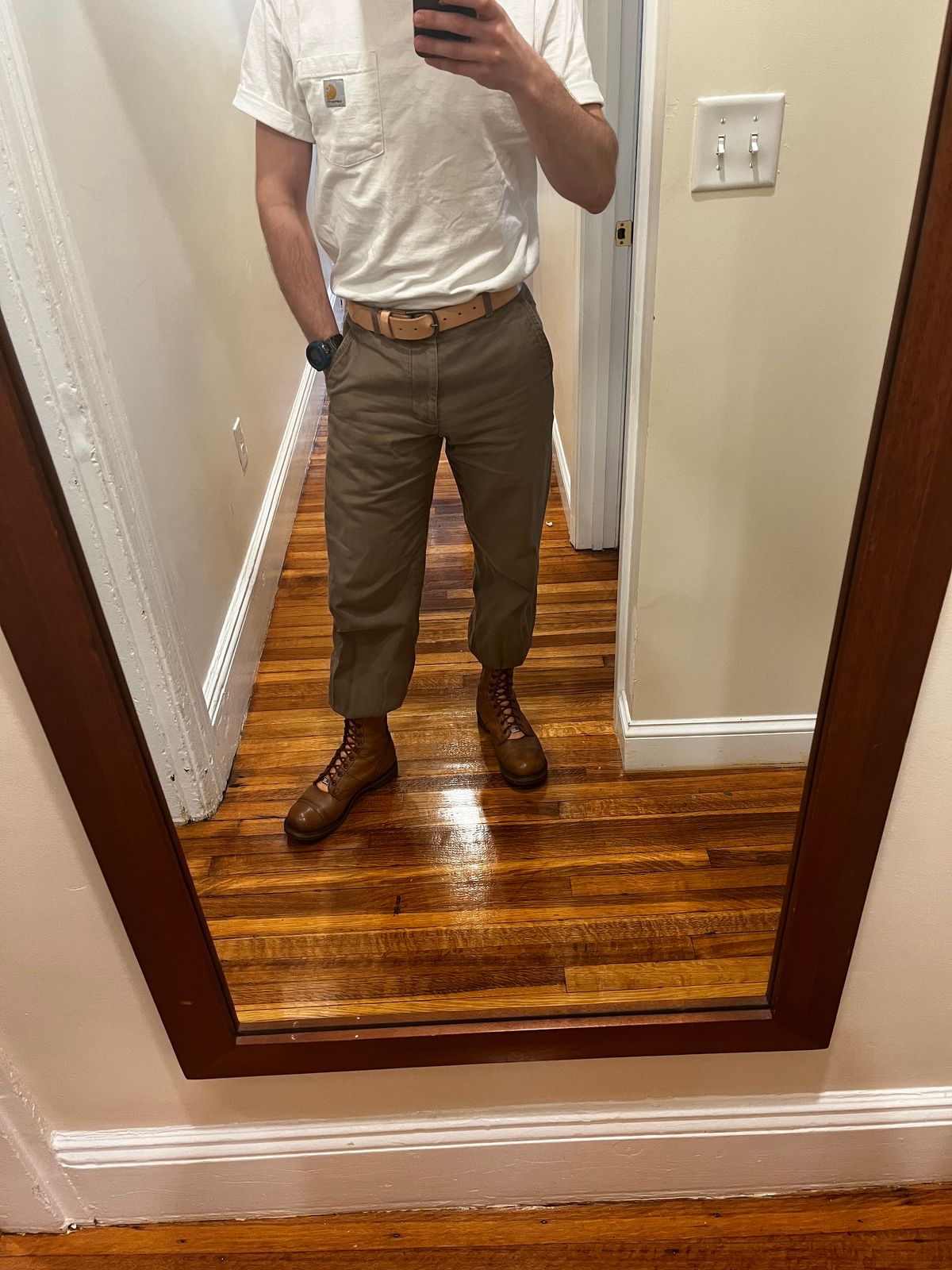 Photo by Hlmazur on October 4, 2024 of the Corcoran Jump Boot in Hand Dyed Light Tan.