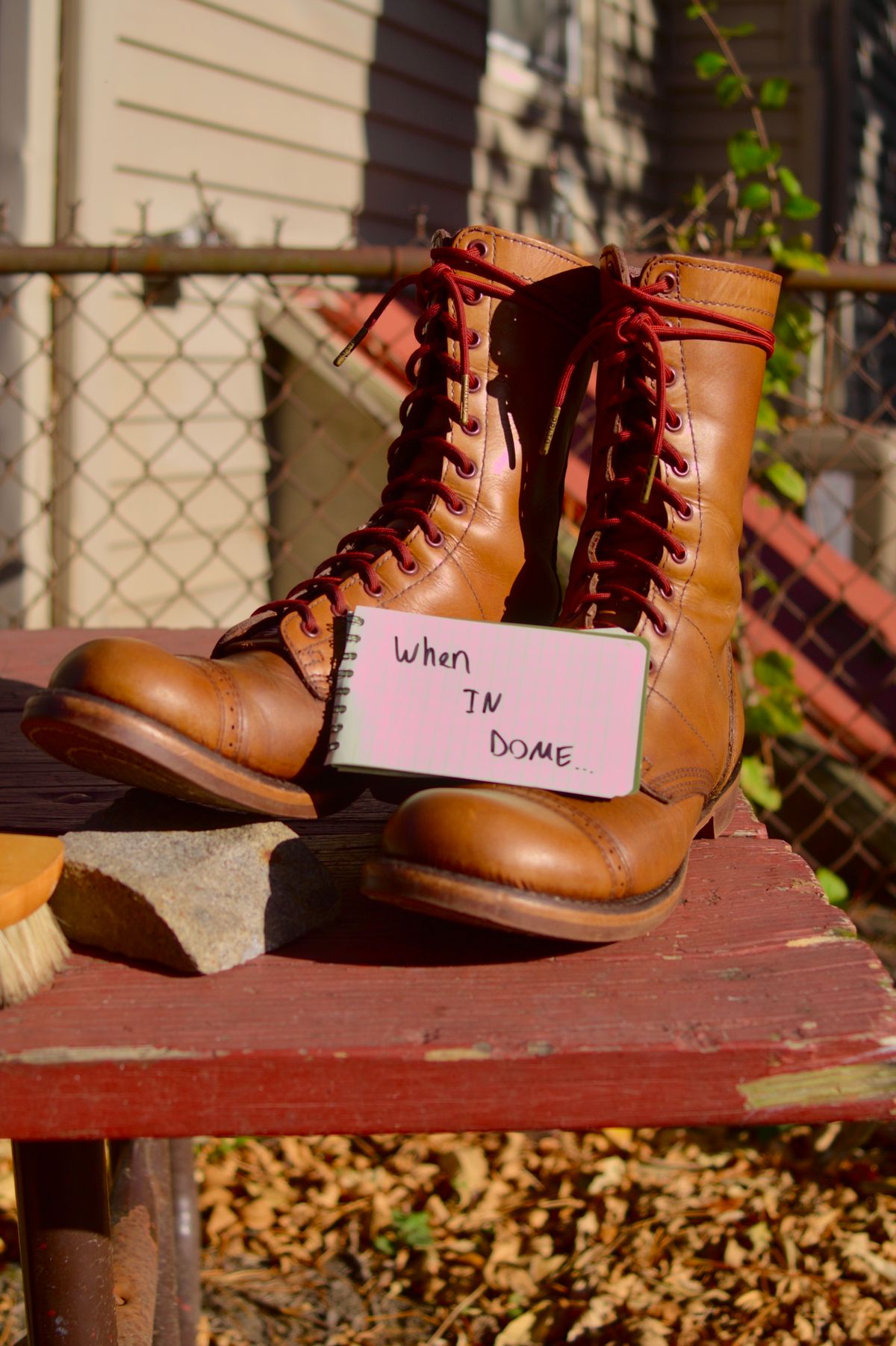 Photo by Hlmazur on November 1, 2024 of the Corcoran Jump Boot in Hand Dyed Light Tan.