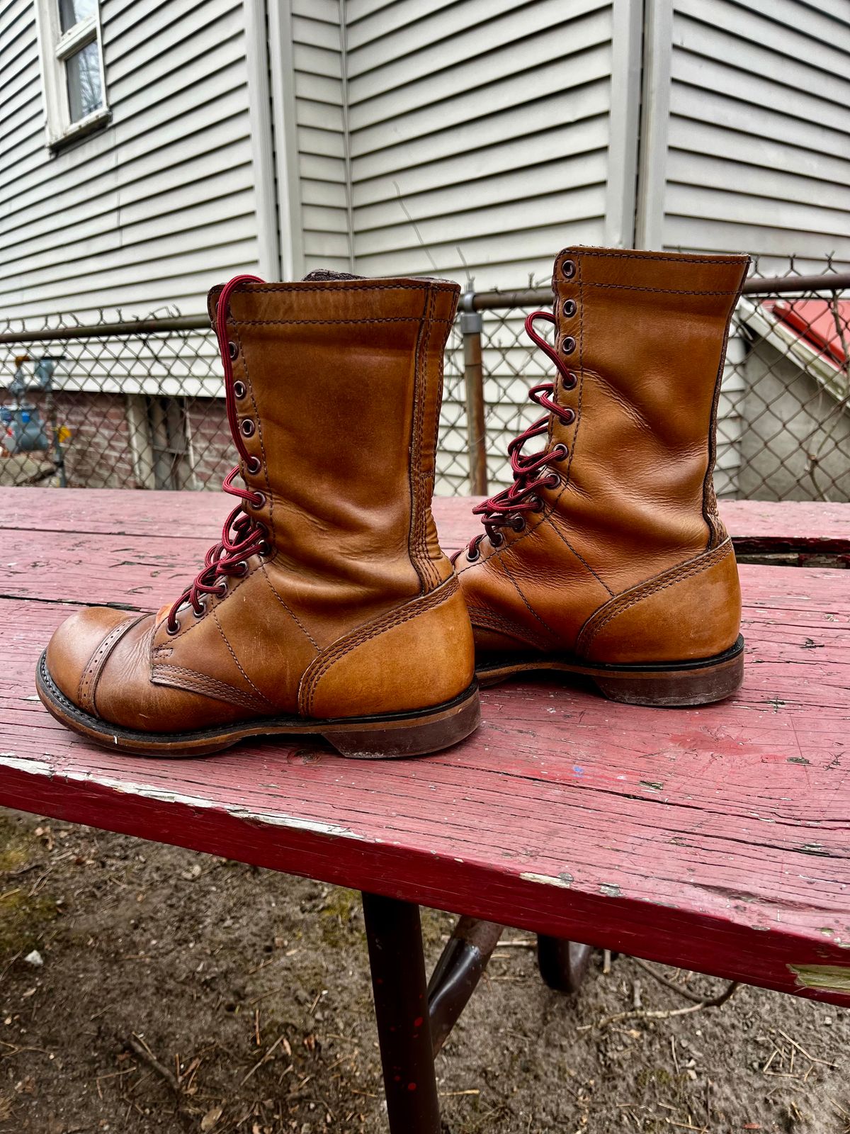 Photo by Hlmazur on January 5, 2025 of the Corcoran Jump Boot in Hand Dyed Light Tan.