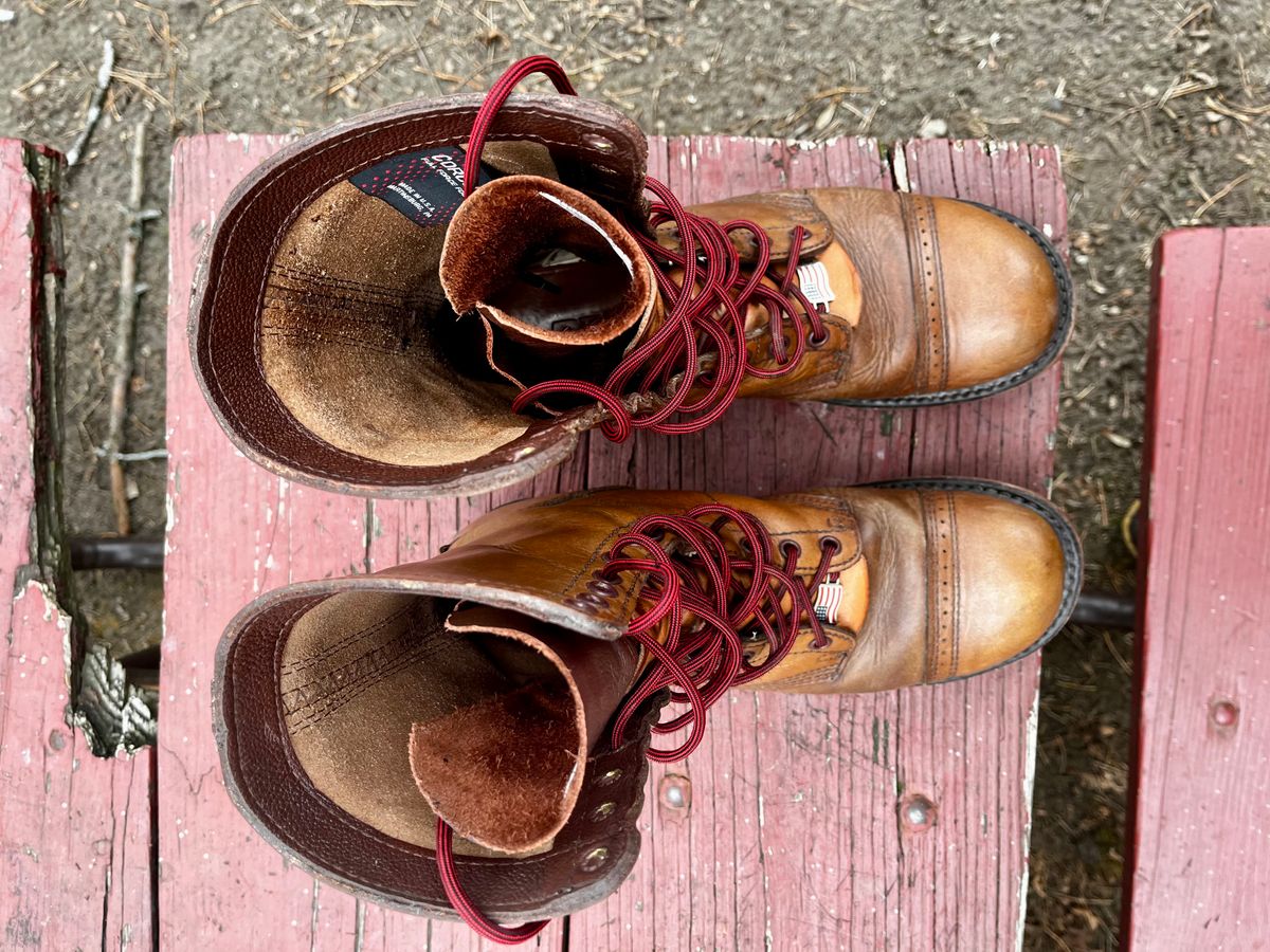 Photo by Hlmazur on January 5, 2025 of the Corcoran Jump Boot in Hand Dyed Light Tan.