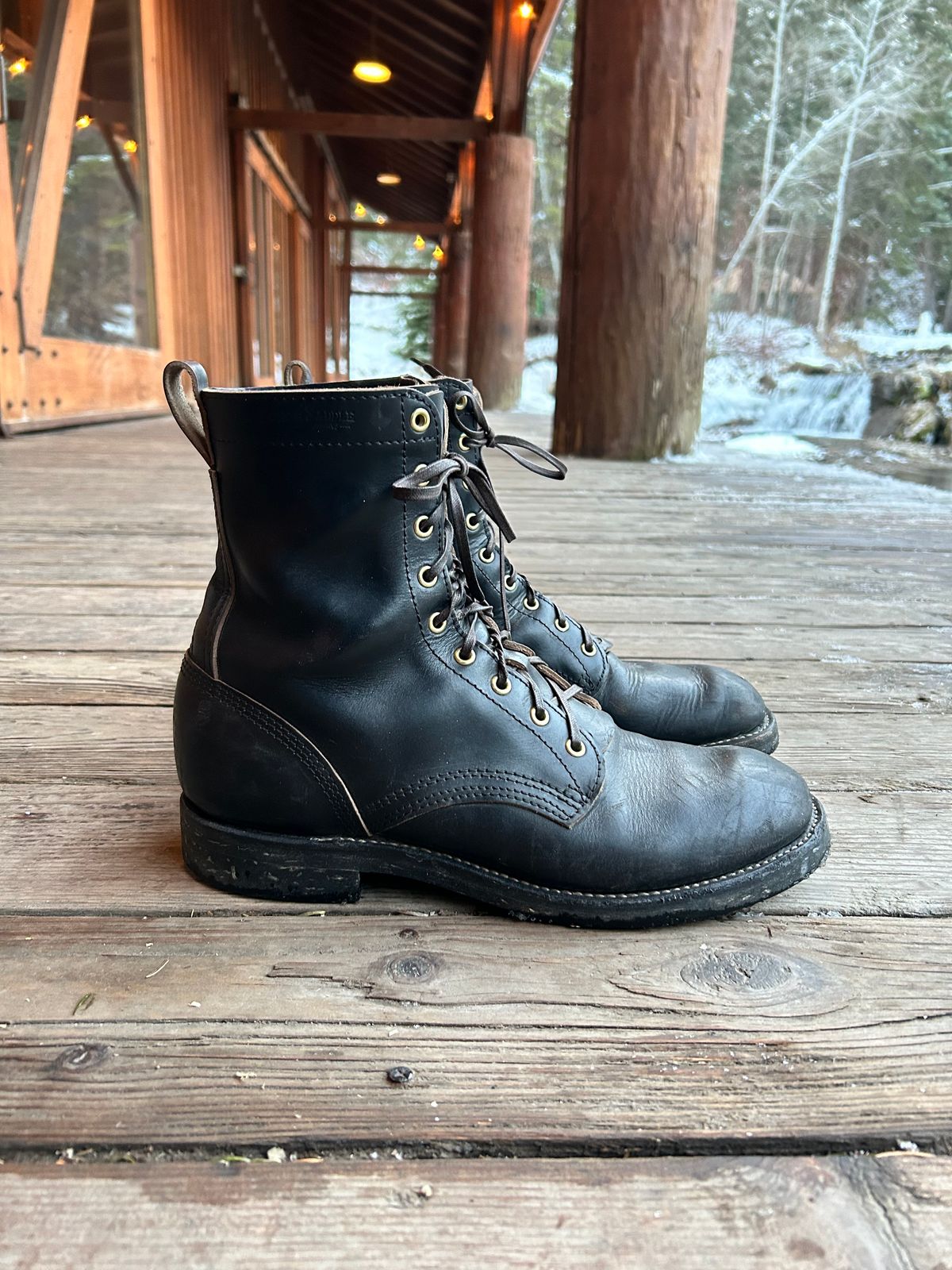 Photo by Wesbornbrand on December 1, 2024 of the Wesborn Custom Model in Horween Black Chromexcel.