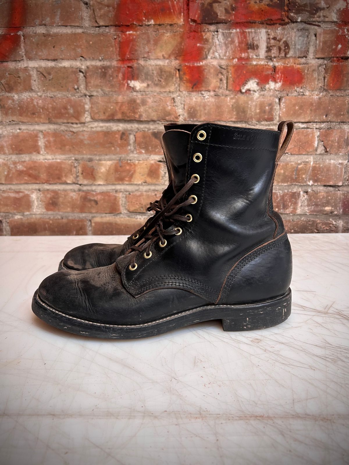 Photo by Wesbornbrand on March 3, 2025 of the Wesborn Custom Model in Horween Black Chromexcel.