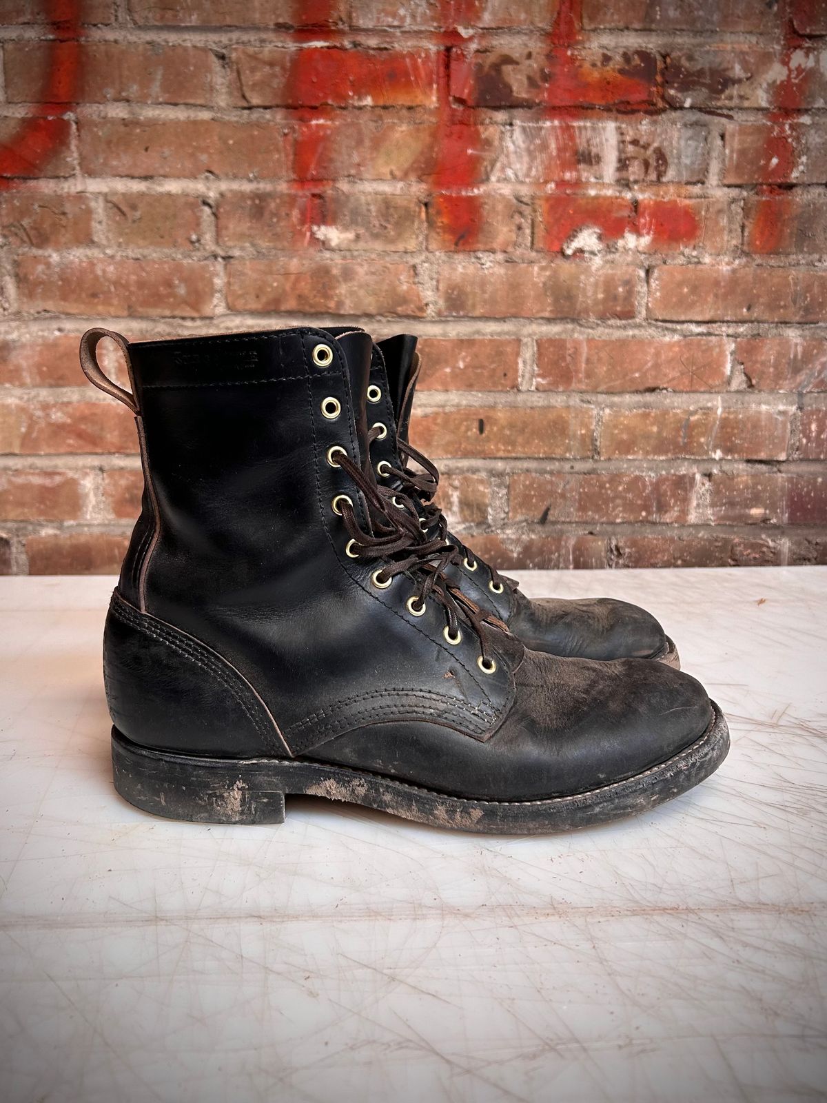 Photo by Wesbornbrand on March 3, 2025 of the Wesborn Custom Model in Horween Black Chromexcel.
