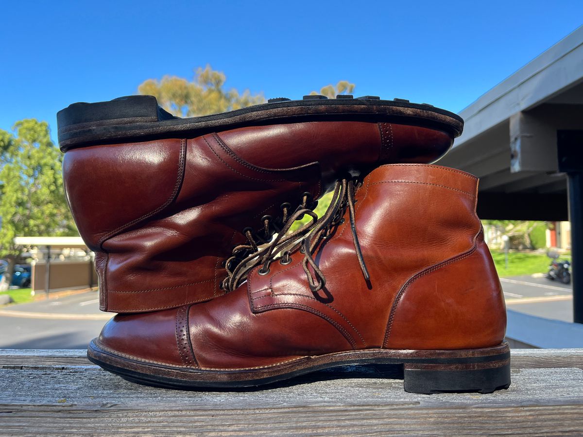 Photo by quaidieurodeo on October 2, 2025 of the Viberg Service Boot BCT in Maryam Used Cuoio Vitello Calf.
