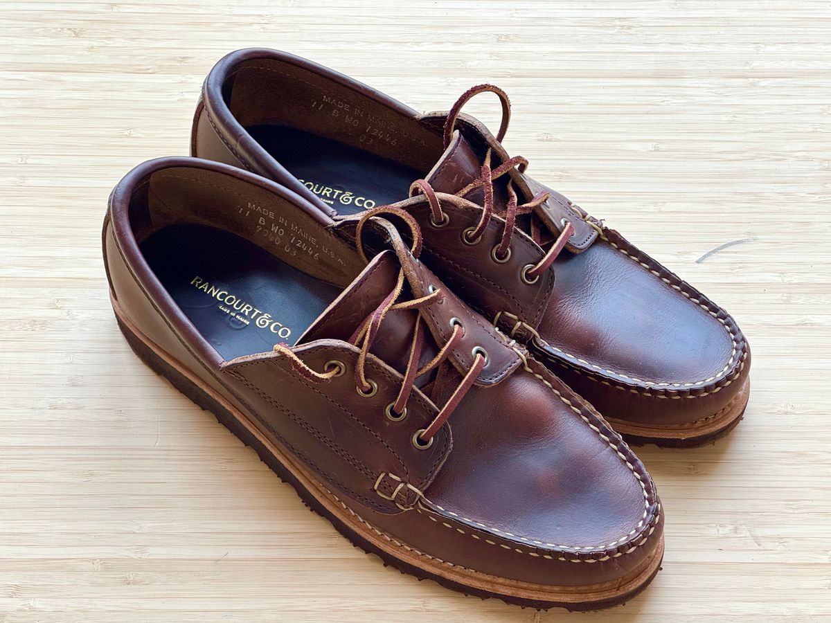 Photo by claus on June 10, 2025 of the Rancourt & Co. Baxter Ranger Moc in Horween Carolina Brown Chromexcel.