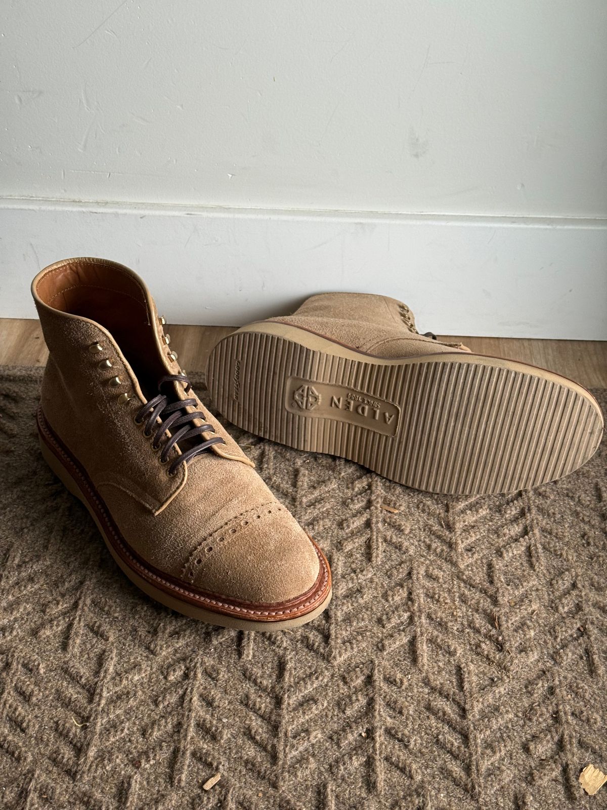 Photo by gameofdrones on June 26, 2026 of the Alden Cap Toe Boot in Tan Suede.