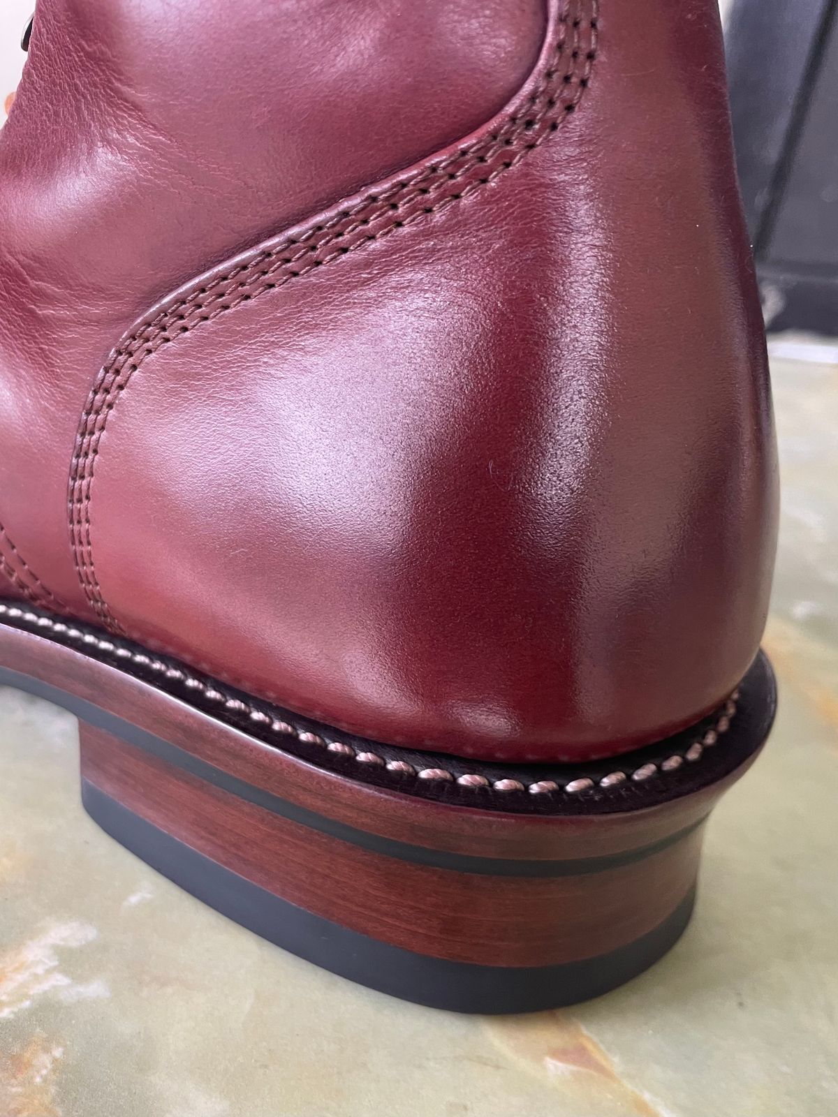 Photo by bluejudeman on November 14, 2024 of the Txture Custom Model in oxblood pull up.