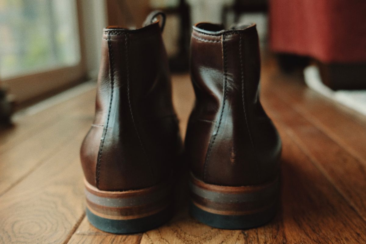 Photo by clintashlock on November 2, 2024 of the Alden Indy Boot in Horween Brown Chromexcel.