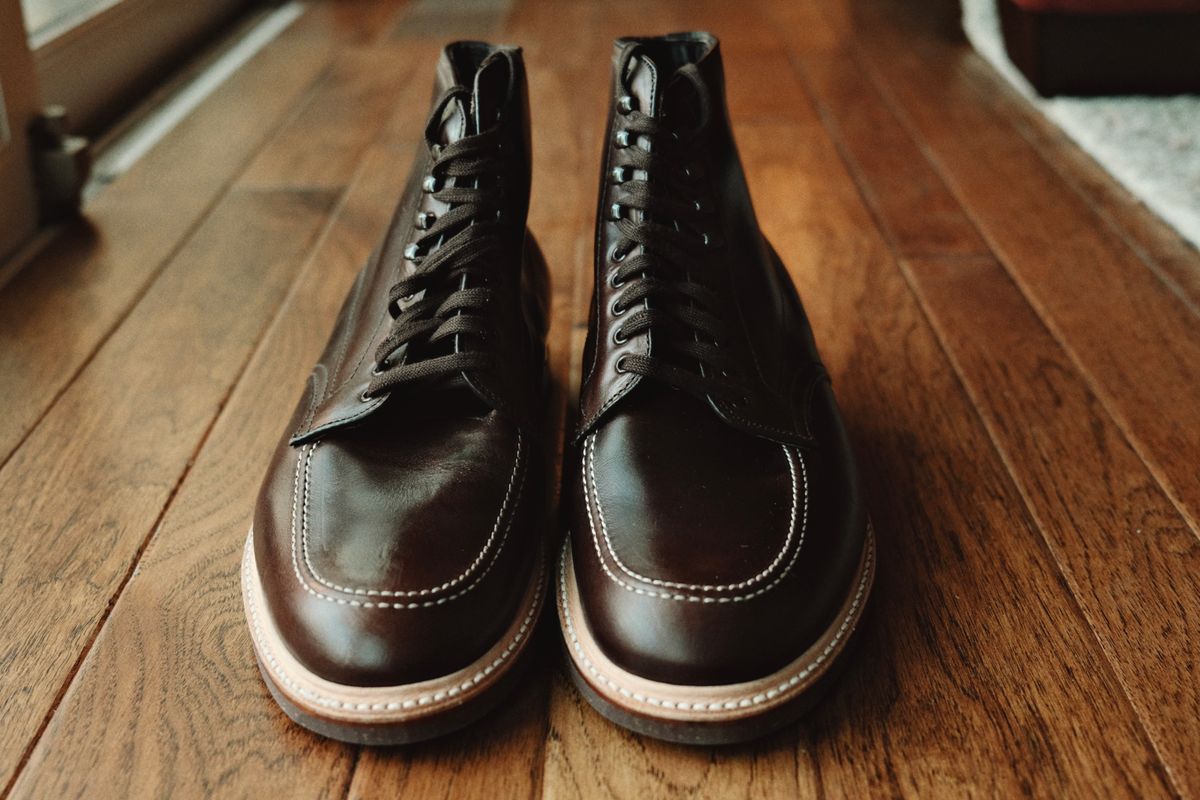 Photo by clintashlock on November 2, 2024 of the Alden Indy Boot in Horween Brown Chromexcel.