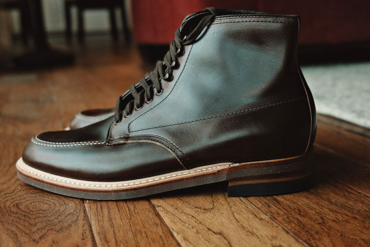 Photo by clintashlock on November 2, 2024 of the Alden Indy Boot in Horween Brown Chromexcel.