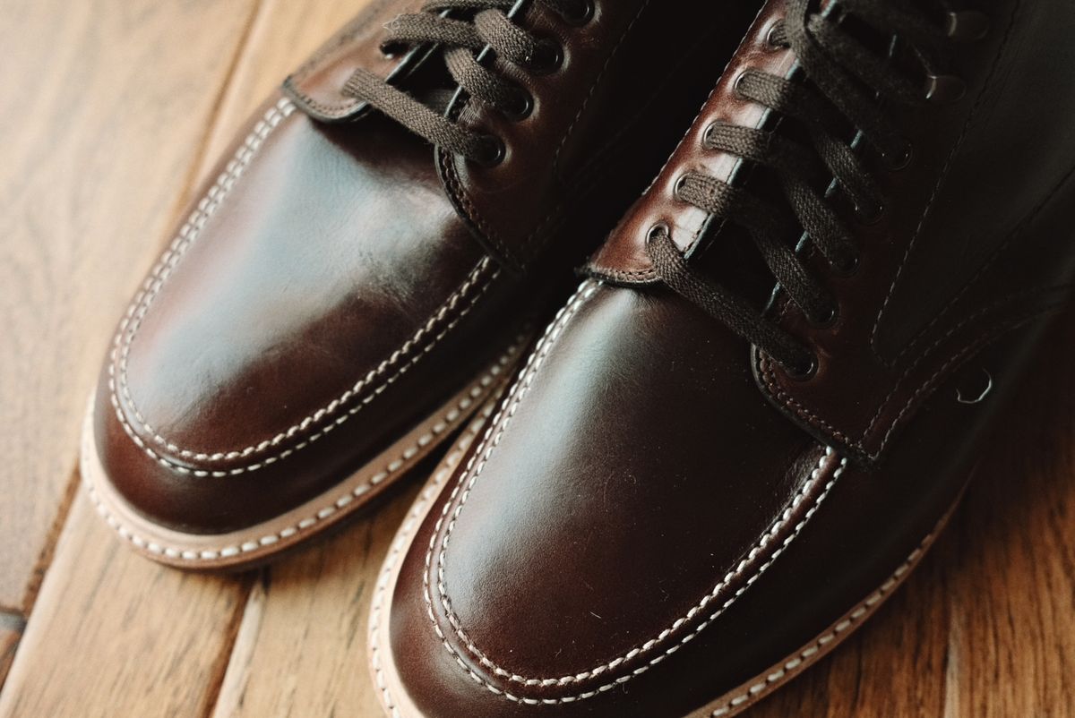 Photo by clintashlock on November 2, 2024 of the Alden Indy Boot in Horween Brown Chromexcel.