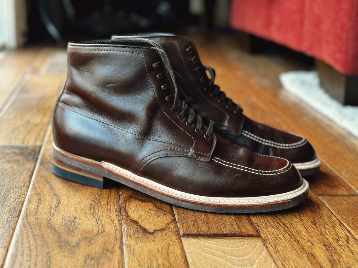 Photo by clintashlock on November 3, 2024 of the Alden Indy Boot in Horween Brown Chromexcel.