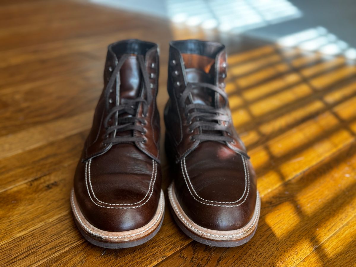 Photo by clintashlock on November 12, 2024 of the Alden Indy Boot in Horween Brown Chromexcel.