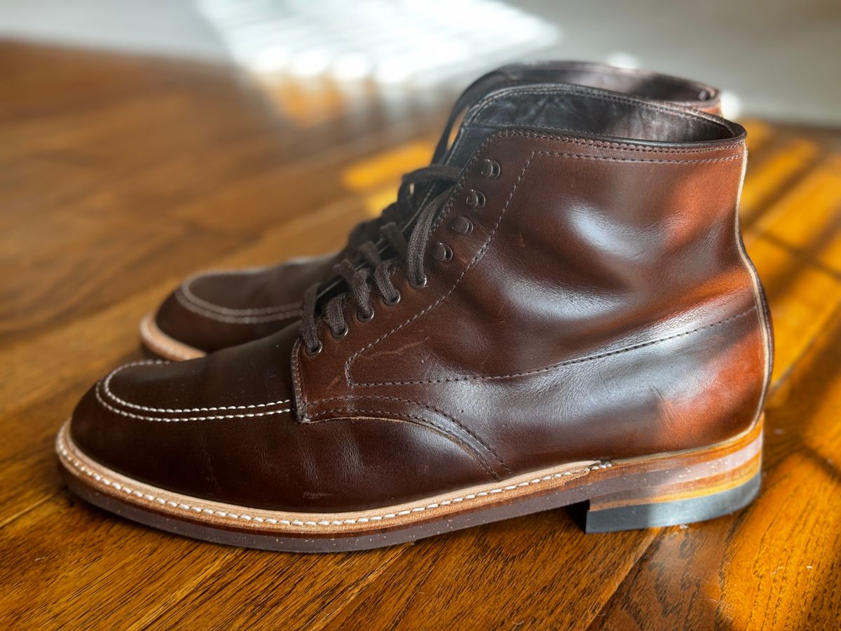 Photo by clintashlock on November 12, 2024 of the Alden Indy Boot in Horween Brown Chromexcel.