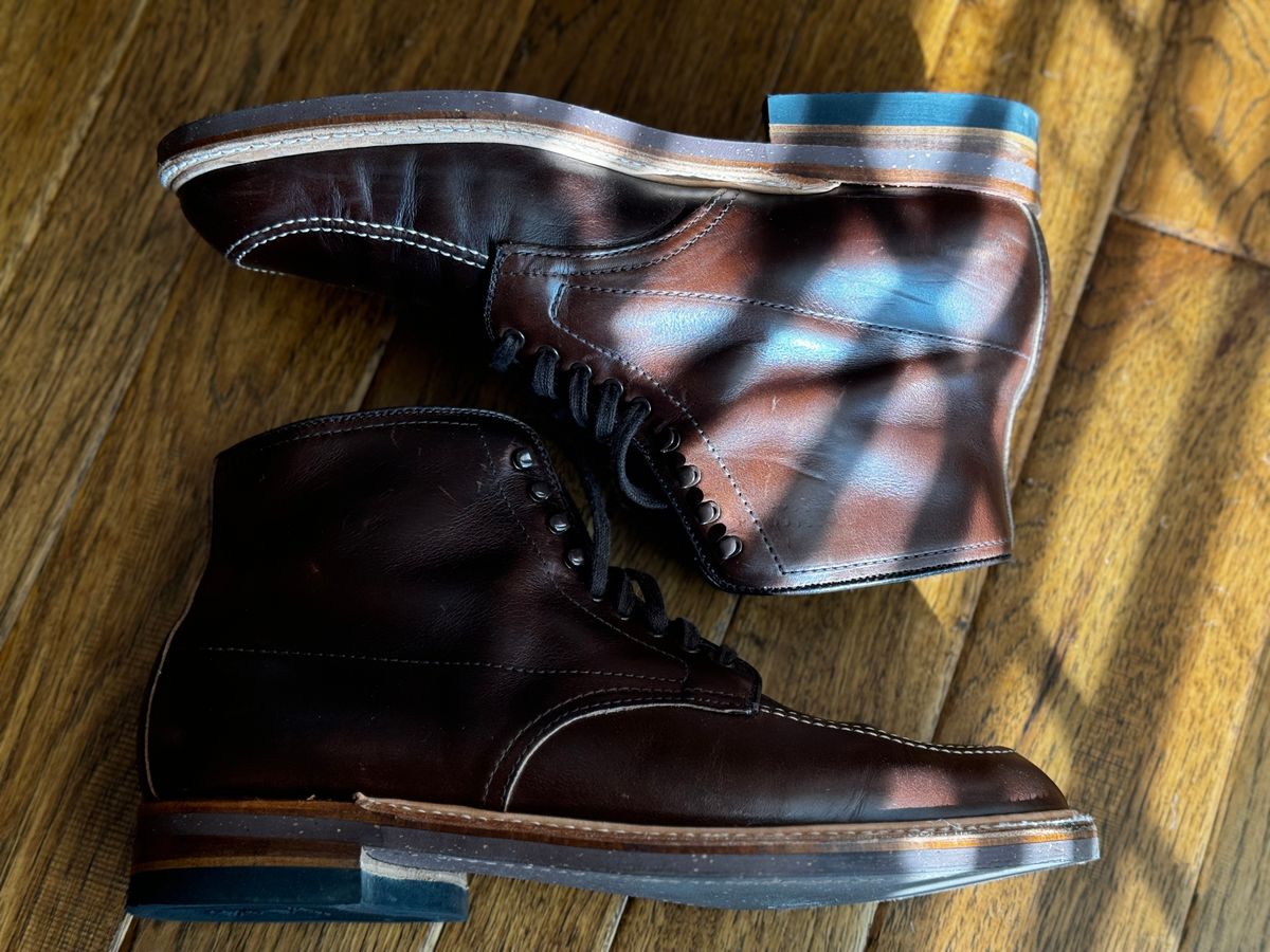 Photo by clintashlock on November 12, 2024 of the Alden Indy Boot in Horween Brown Chromexcel.