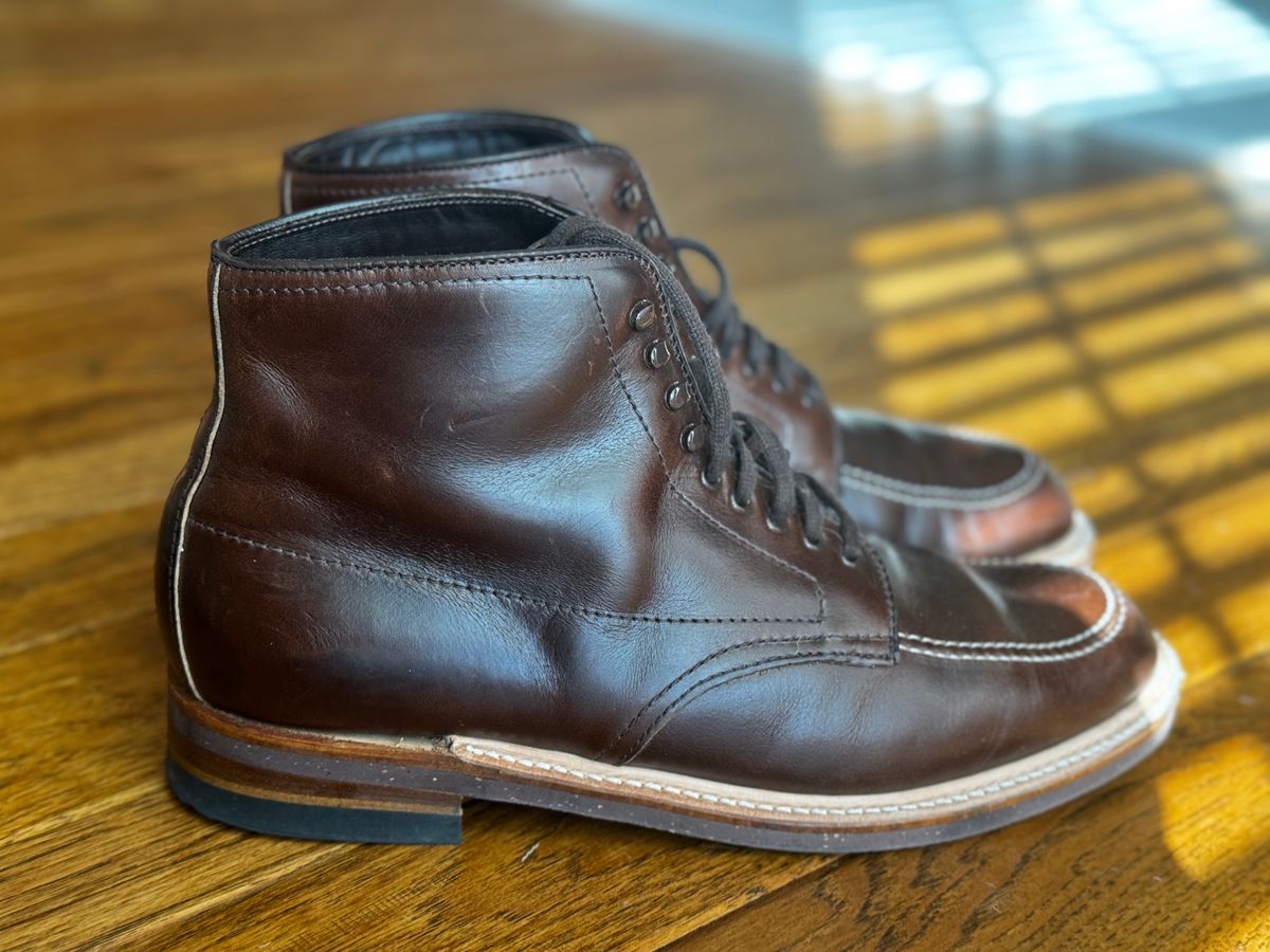 Photo by clintashlock on November 12, 2024 of the Alden Indy Boot in Horween Brown Chromexcel.