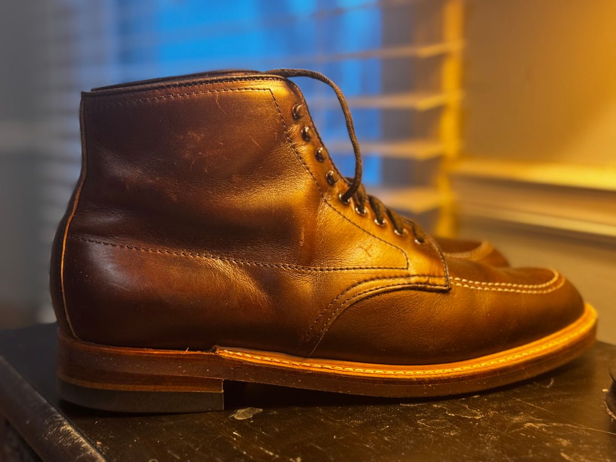 Photo by clintashlock on January 5, 2025 of the Alden Indy Boot in Horween Brown Chromexcel.