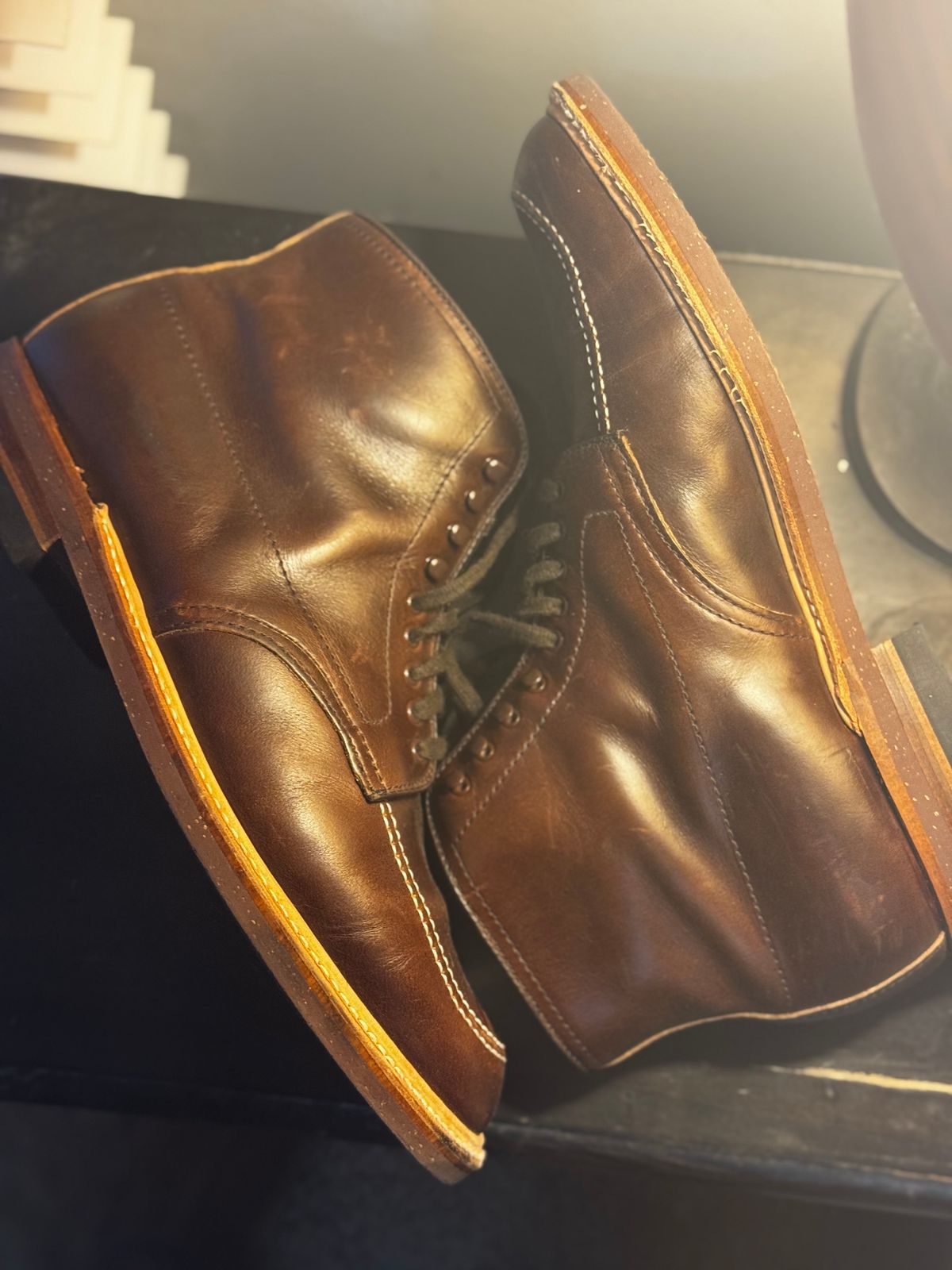 Photo by clintashlock on January 2, 2025 of the Alden Indy Boot in Horween Brown Chromexcel.