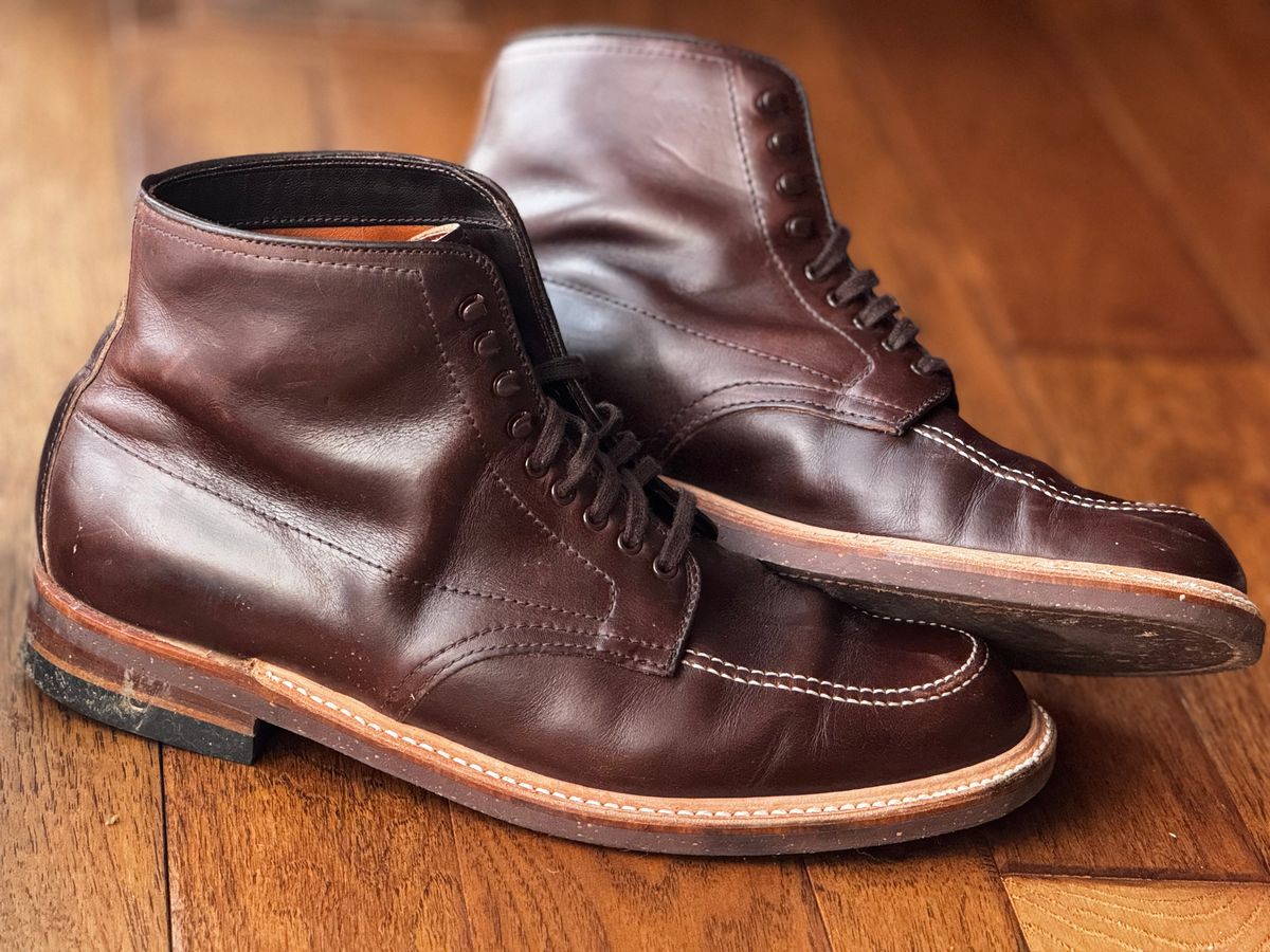 Photo by clintashlock on January 26, 2025 of the Alden Indy Boot in Horween Brown Chromexcel.