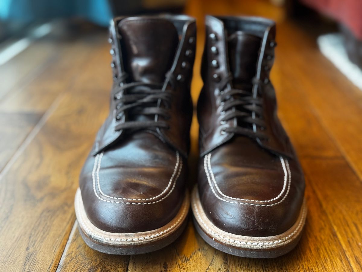 Photo by clintashlock on February 5, 2025 of the Alden Indy Boot in Horween Brown Chromexcel.