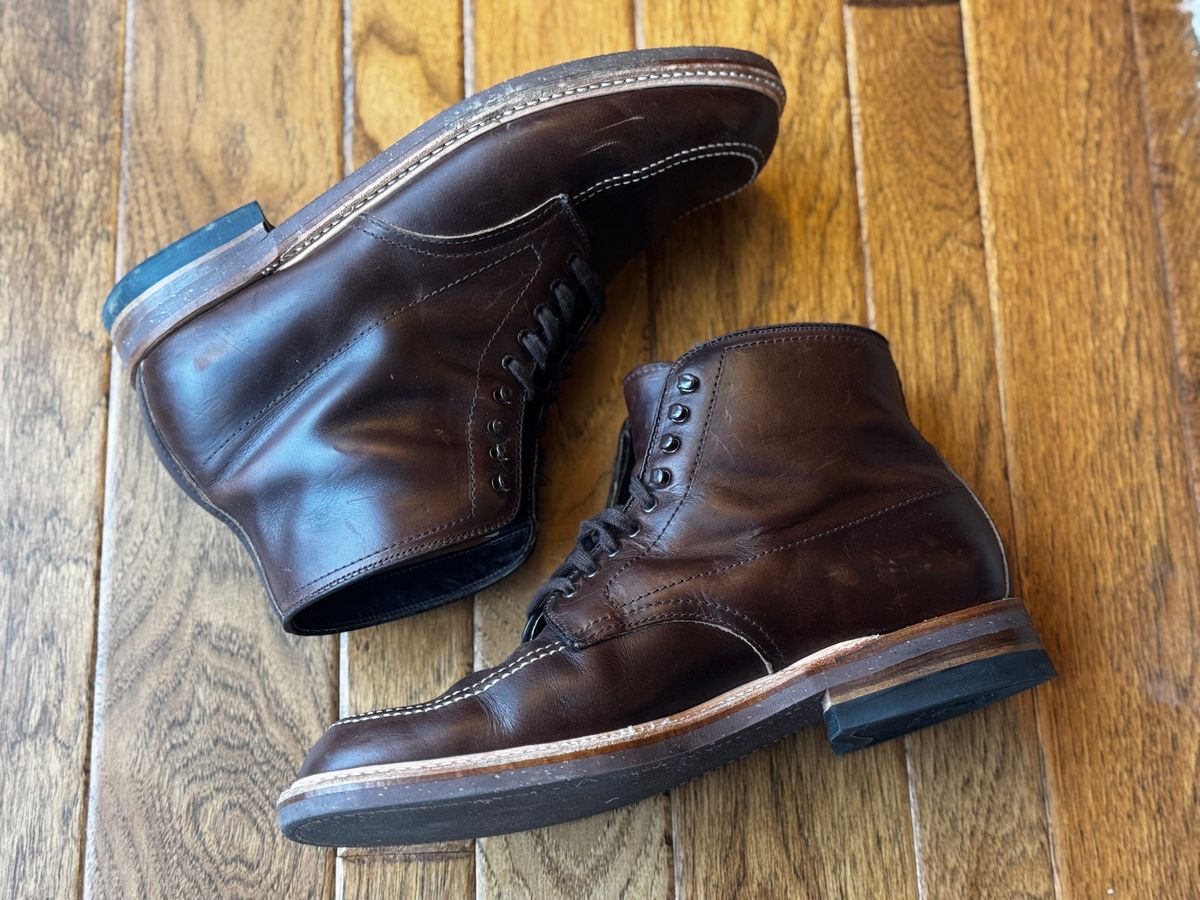 Photo by clintashlock on February 5, 2025 of the Alden Indy Boot in Horween Brown Chromexcel.