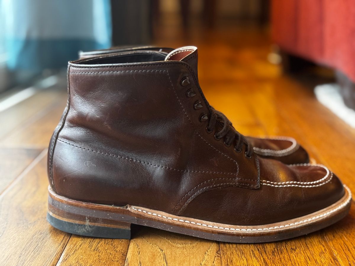 Photo by clintashlock on February 5, 2025 of the Alden Indy Boot in Horween Brown Chromexcel.