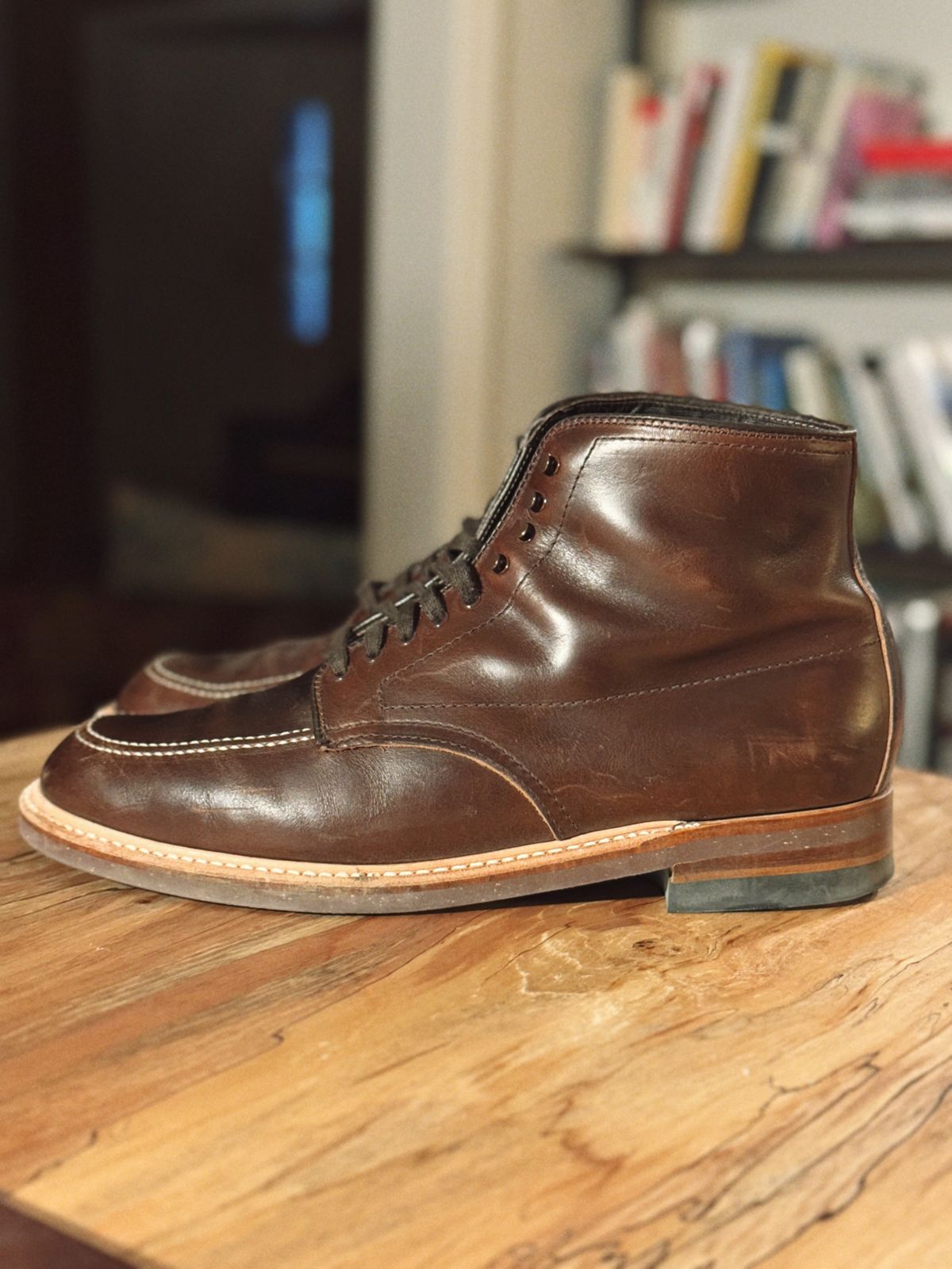 Photo by clintashlock on March 6, 2025 of the Alden Indy Boot in Horween Brown Chromexcel.