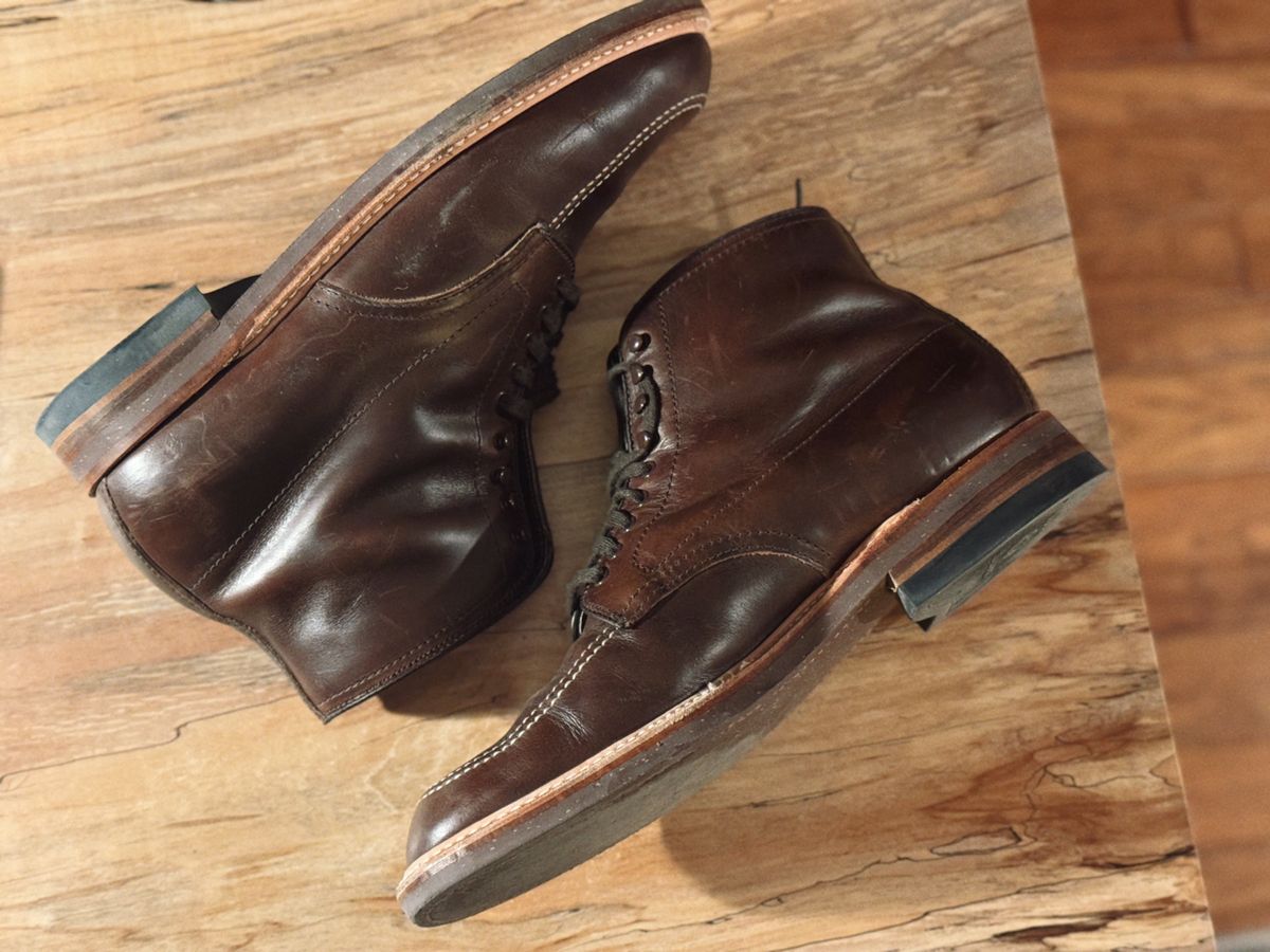 Photo by clintashlock on March 6, 2025 of the Alden Indy Boot in Horween Brown Chromexcel.