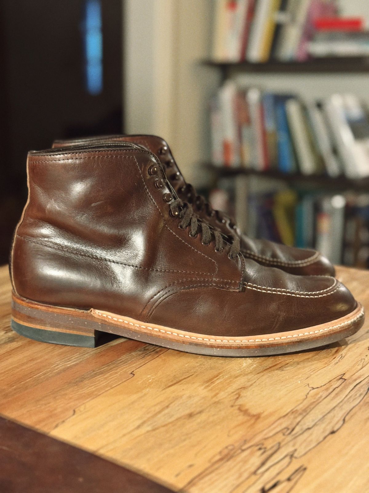 Photo by clintashlock on March 6, 2025 of the Alden Indy Boot in Horween Brown Chromexcel.