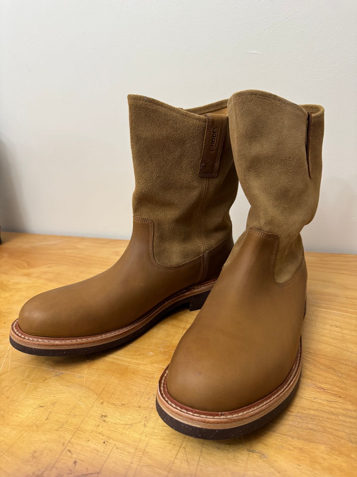 Photo by kintrap on October 9, 2025 of the Rhodes ATX Western Boot in Honey Suede & Tobacco.