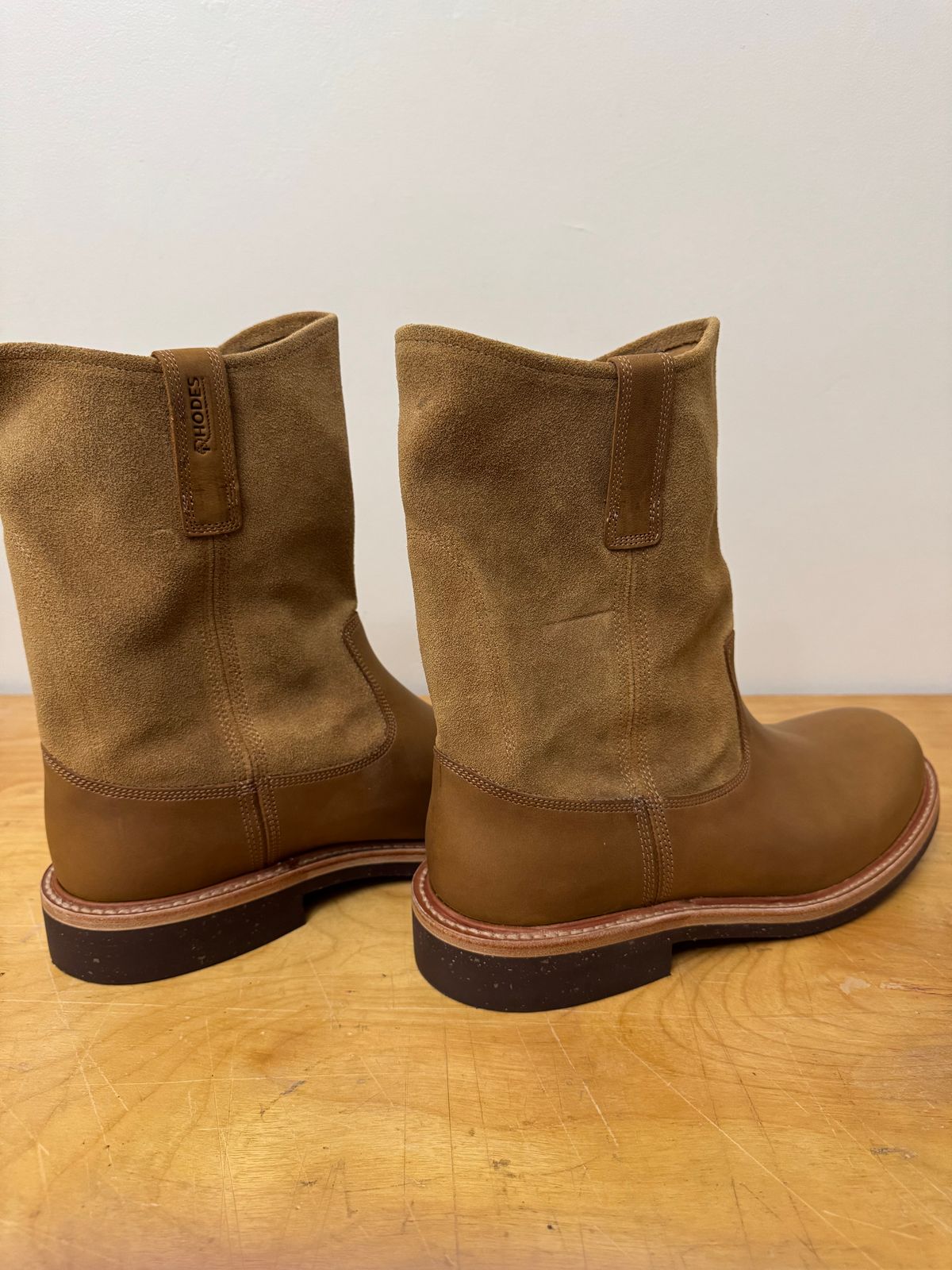 Photo by kintrap on October 9, 2025 of the Rhodes ATX Western Boot in Honey Suede & Tobacco.