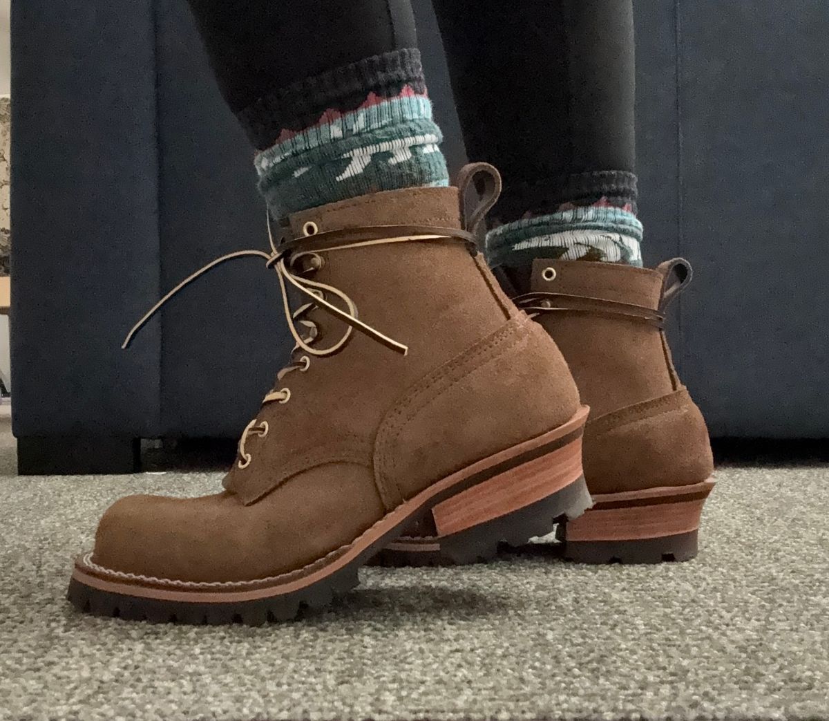 Photo by PatinaThunderDazzle on December 30, 2024 of the Nicks Urban Logger in Seidel 1964 Walnut Roughout.