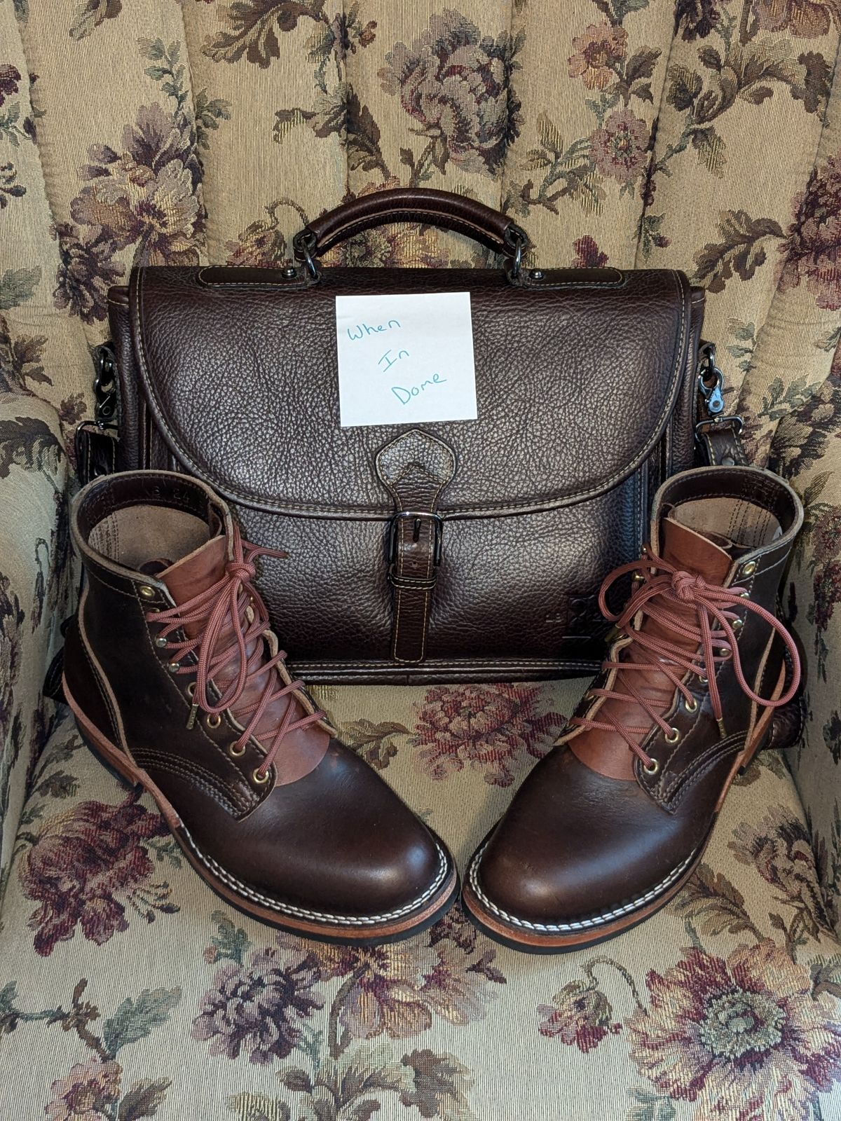 Photo by moeck14 on November 5, 2024 of the Nicks MTO in Horween Brown Chromexcel.