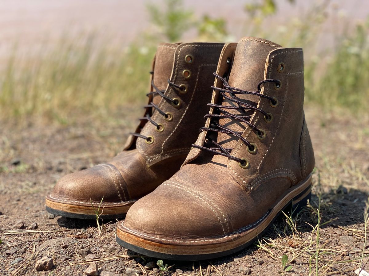Photo by Uncle_Dans_Boots on July 16, 2025 of the Uncle Dan’s Boots Tradesman in Unknown Natural Veg Tan.