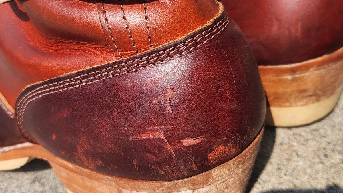 Photo by Hayduke on September 5, 2025 of the Frank's Boots Type 2 Highlander in Wickett & Craig Tan Oiled Latigo & Wickett & Craig Chestnut Oiled Latigo.