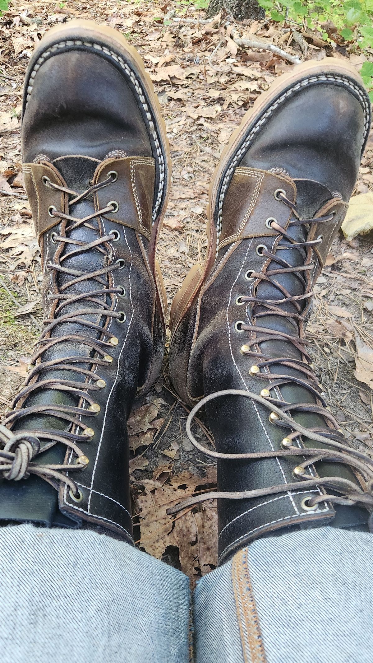 Photo by Hayduke on May 13, 2026 of the Frank's Boots Type 2 Highlander in Horween Black Waxed Flesh & Horween Cinnamon Waxed Flesh.
