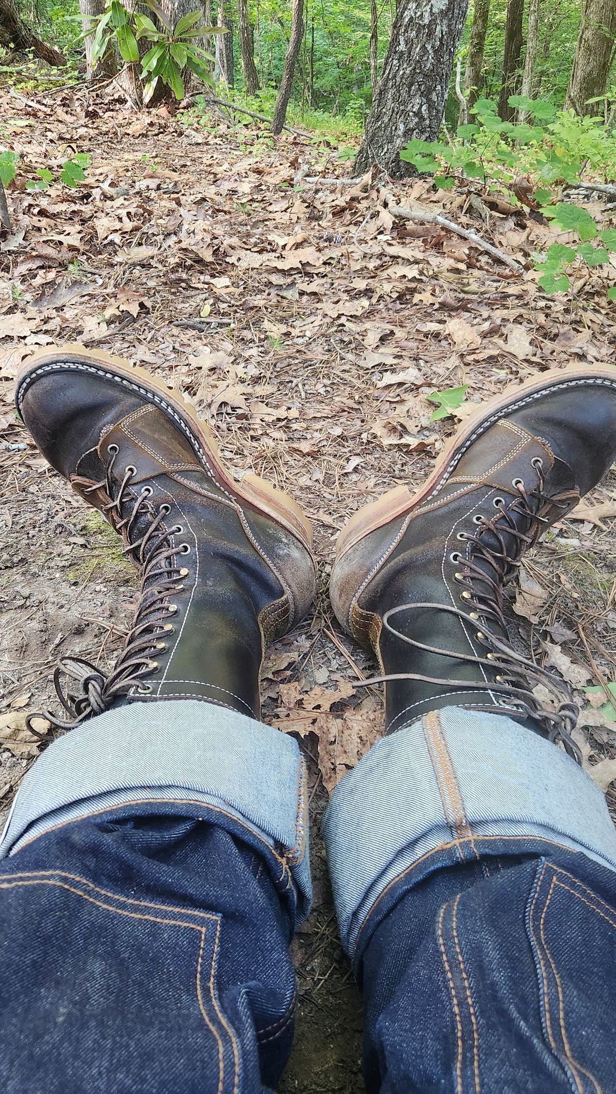 Photo by Hayduke on May 13, 2026 of the Frank's Boots Type 2 Highlander in Horween Black Waxed Flesh & Horween Cinnamon Waxed Flesh.