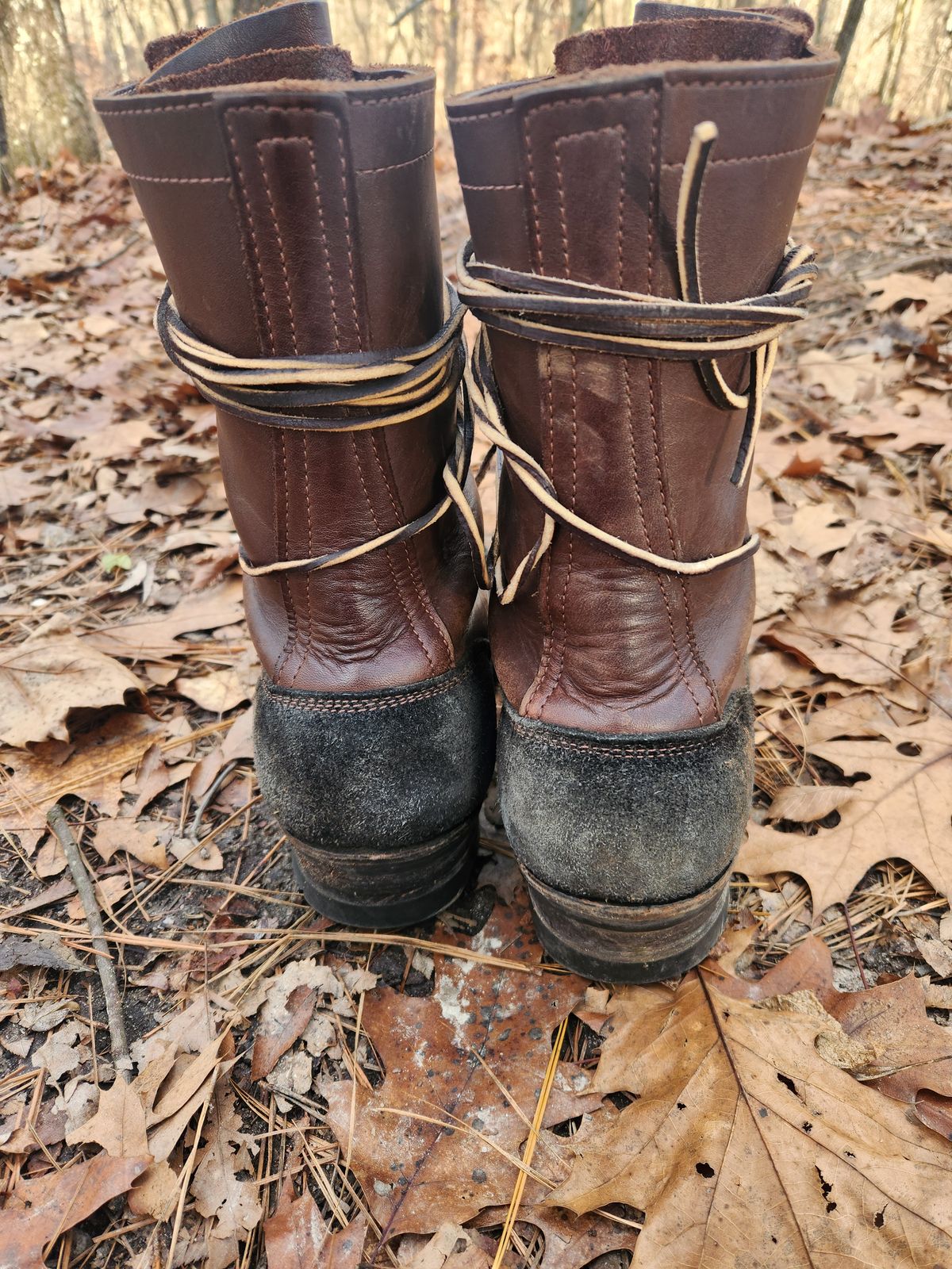 Photo by Hayduke on January 1, 2025 of the Frank's Boots The Patriot in Seidel Walnut Oil Tan & Black Roughout Work Leather.