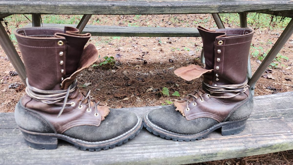 Photo by Hayduke on September 30, 2025 of the Frank's Boots The Patriot in Seidel Walnut Oil Tan & Black Roughout Work Leather.