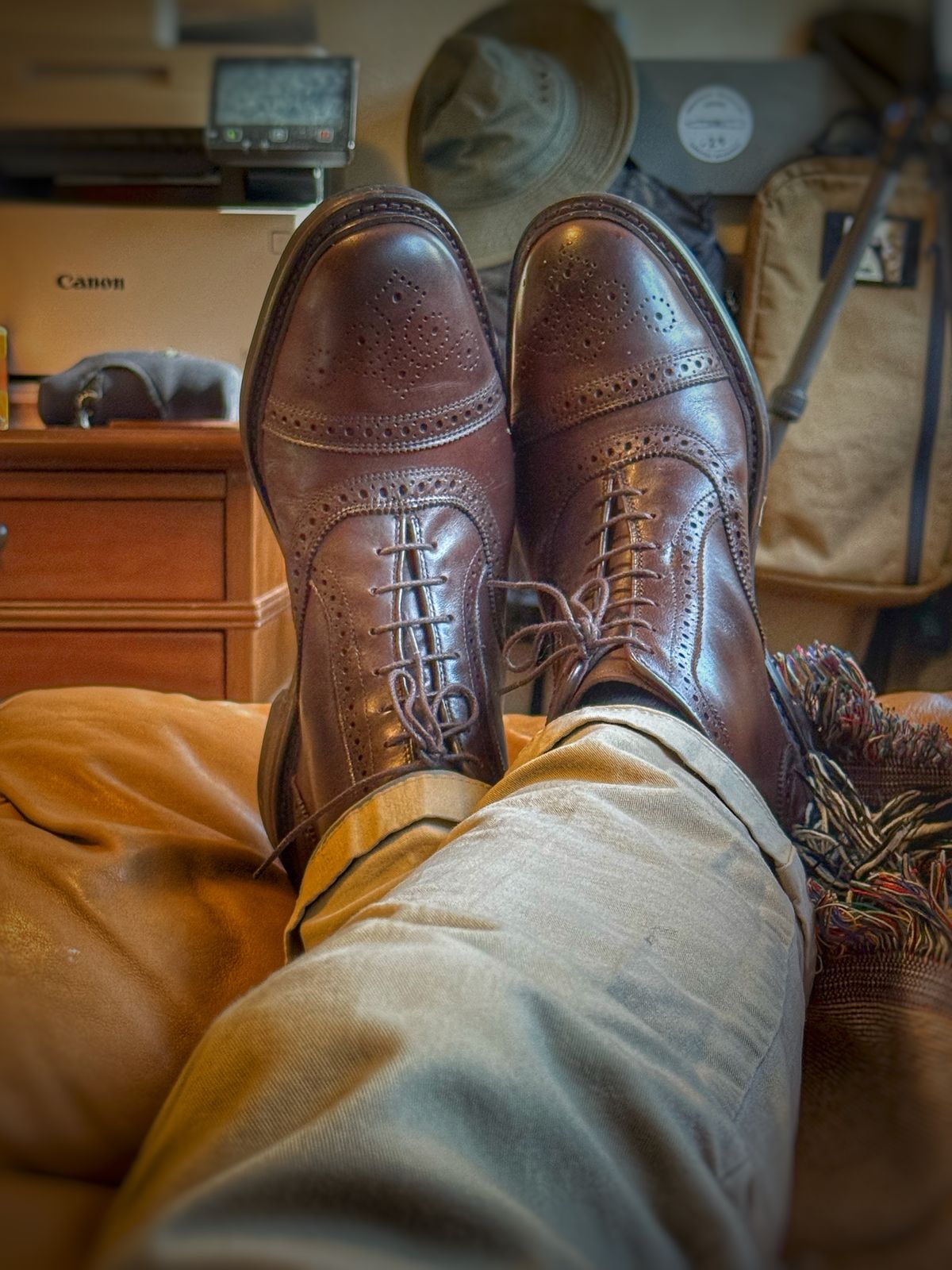 Photo by BootScootBougie on October 8, 2025 of the Allen Edmonds Hamilton in Weatherproof brown.