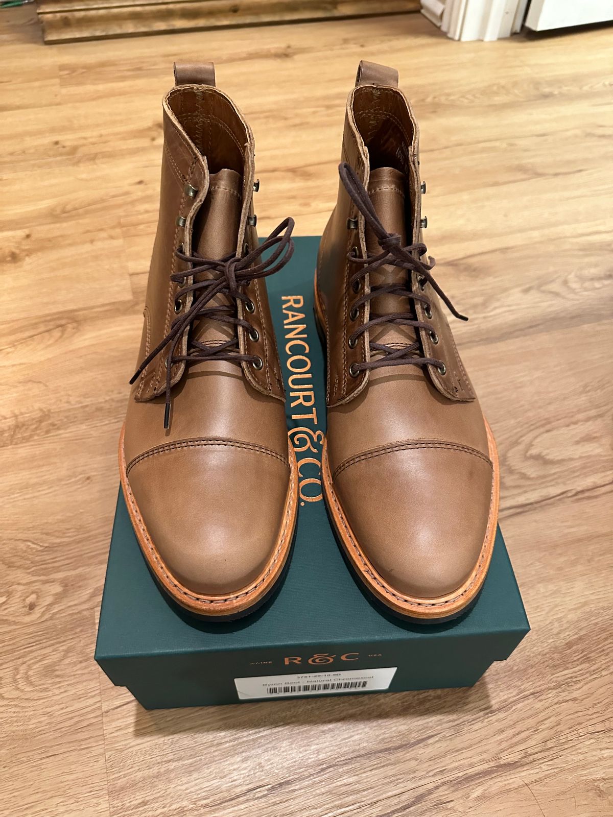 Photo by ds on November 19, 2024 of the Rancourt & Co. Byron Boot in Horween Natural Chromexcel.