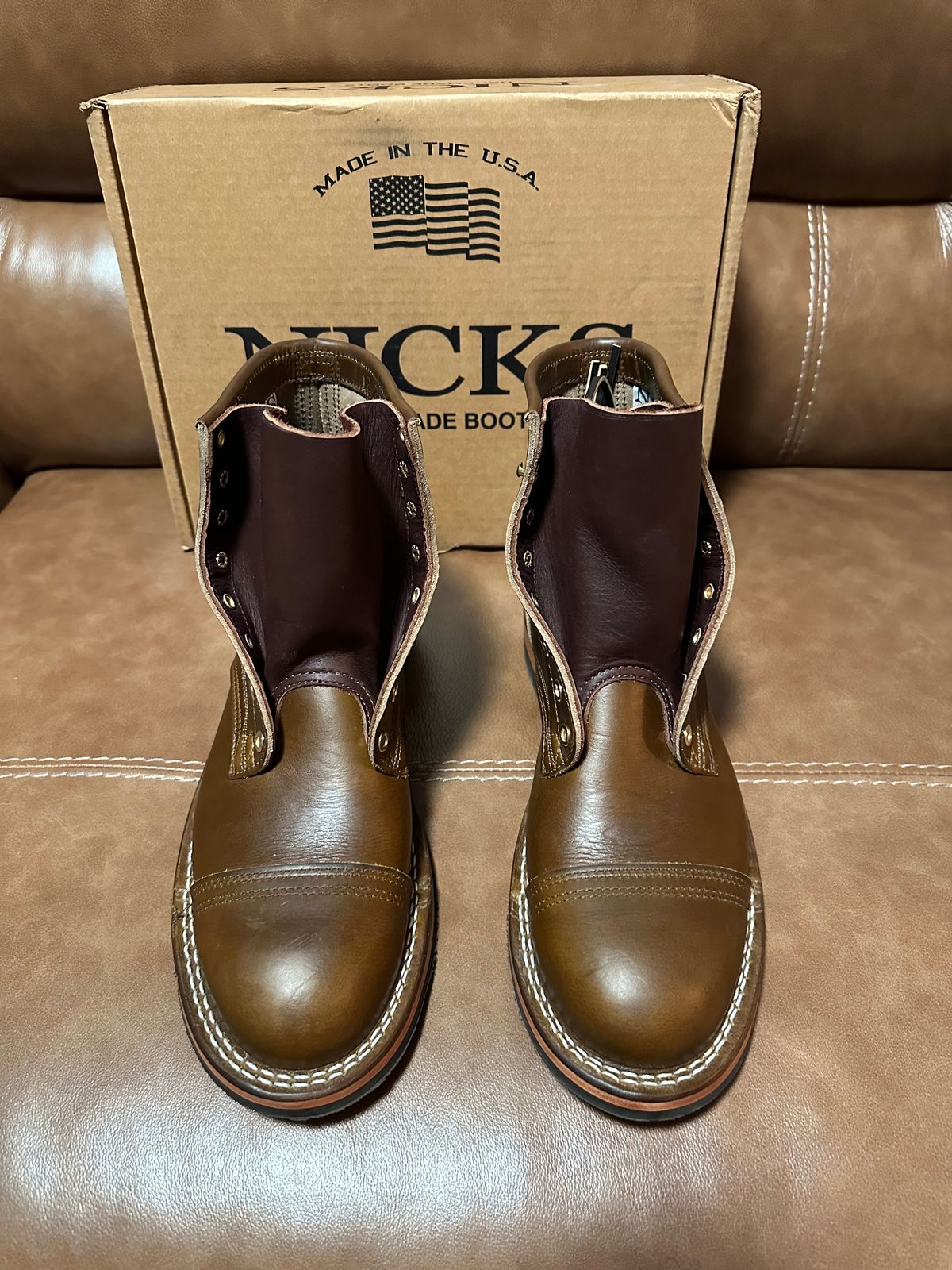 Photo by ds on January 7, 2025 of the Nicks x Parkhurst V3 in Horween Shackleton Cognac.